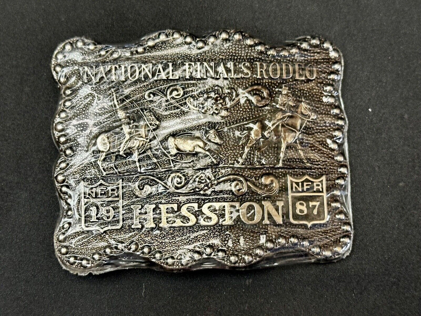 1987 National Finals Rodeo NFR Cowboy Western NOS Belt Buckle in wrap