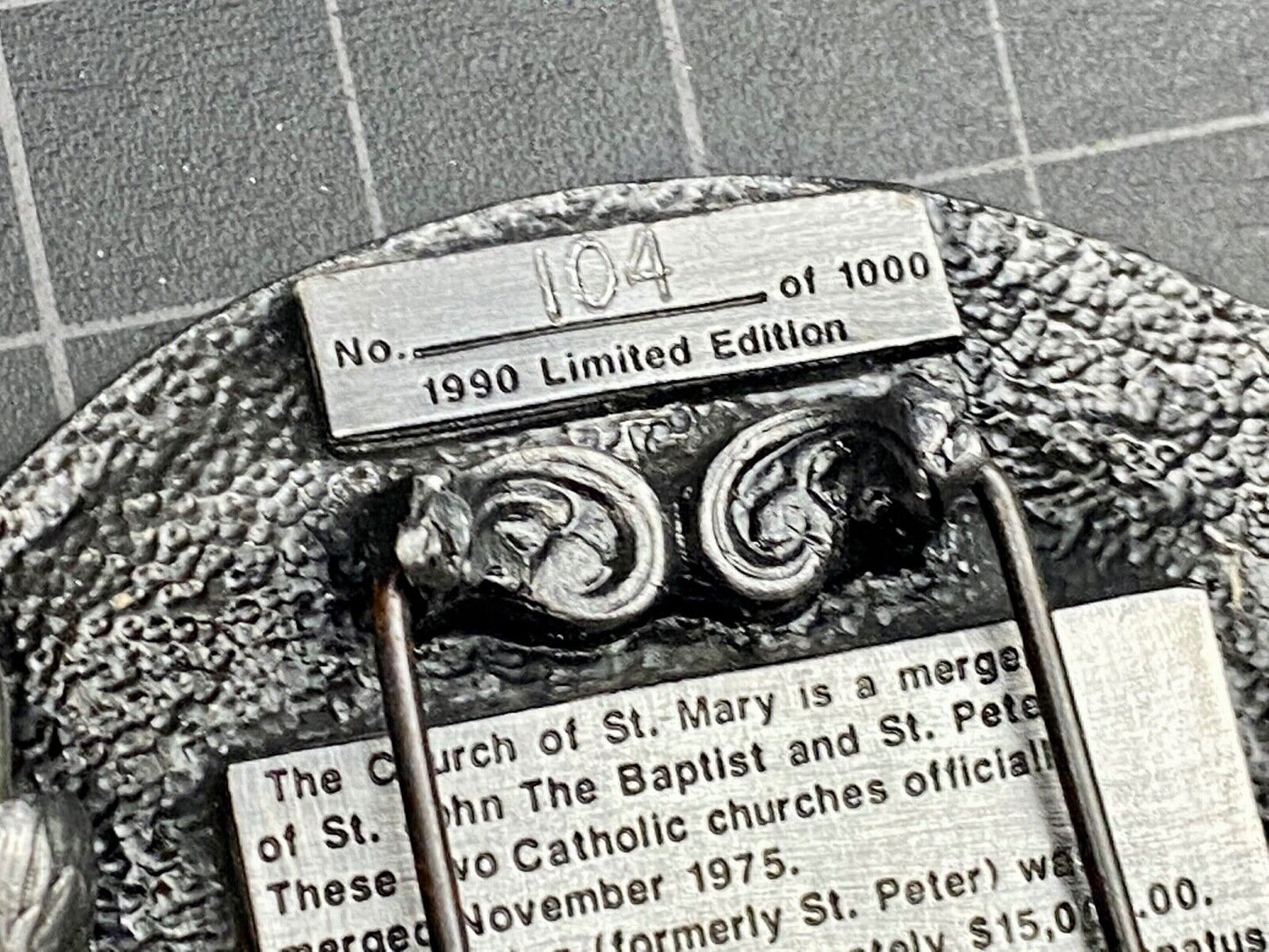 Vintage 1990 - Founder’s Days Caledonia MN belt buckle - Church of St Mary