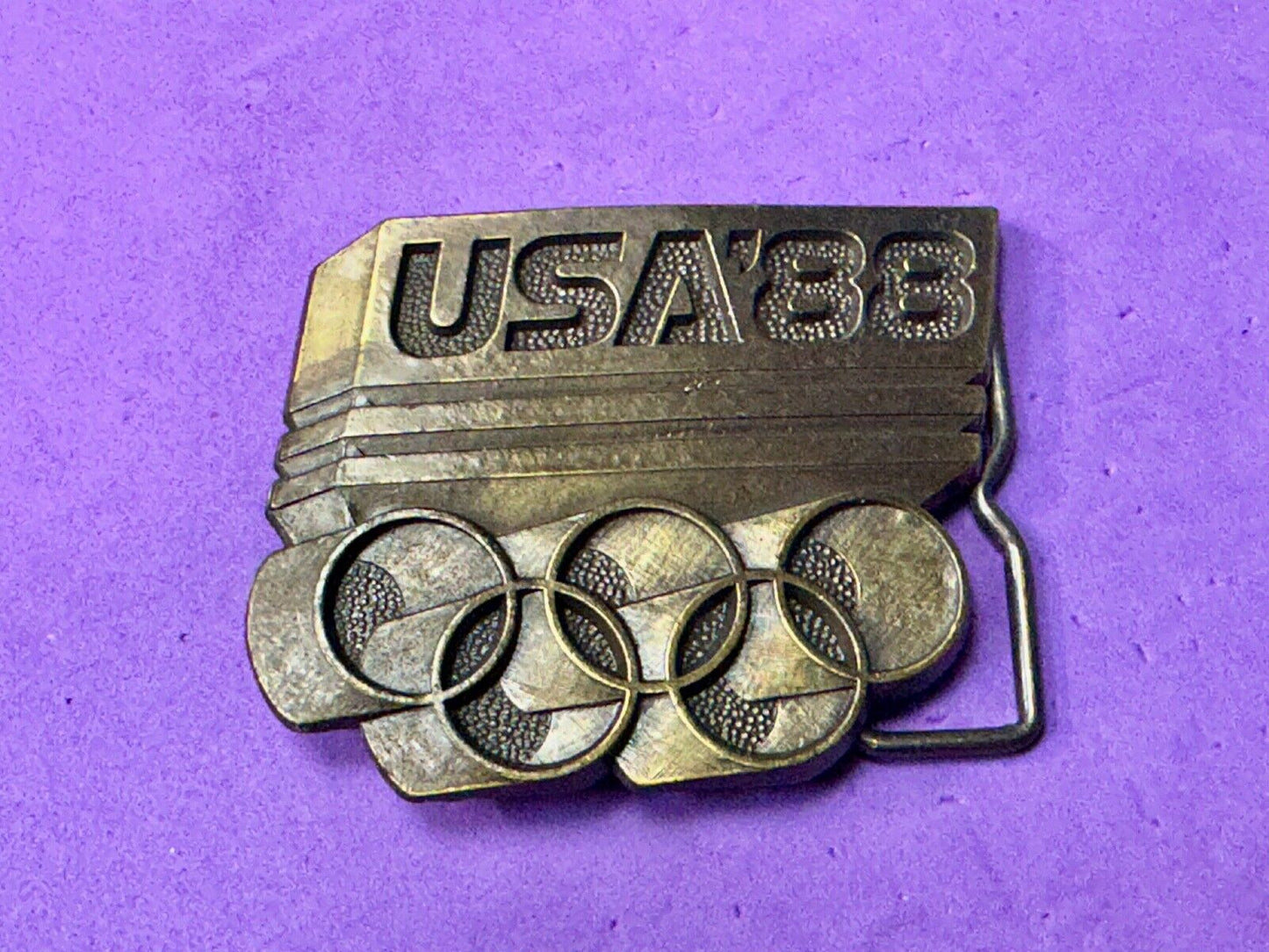 USA Olympic Games 1988 Five Ring Emblem logo belt buckle