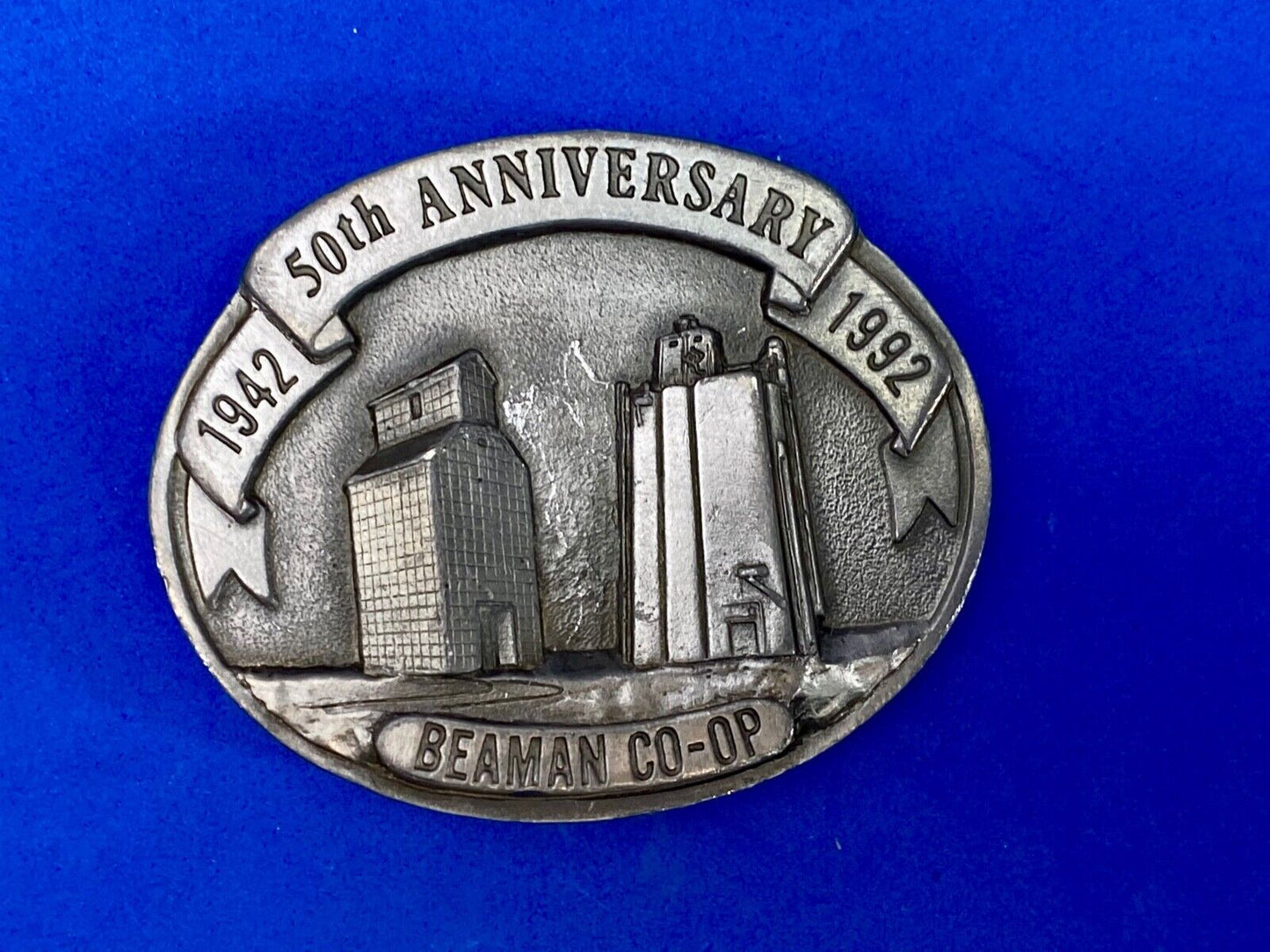 Beaman Co-Op 50Th Anniversary Iowa Feed Grain Farming Agriculture Belt Buckle