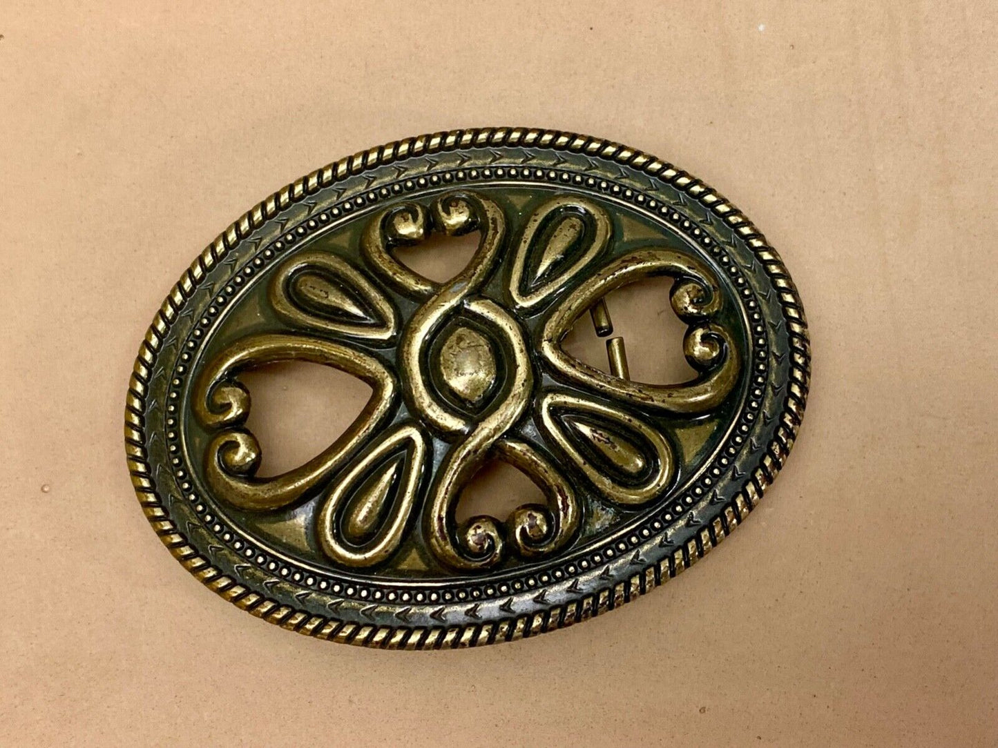 Vintage cutout HEART theme western outlined NOS belt buckle