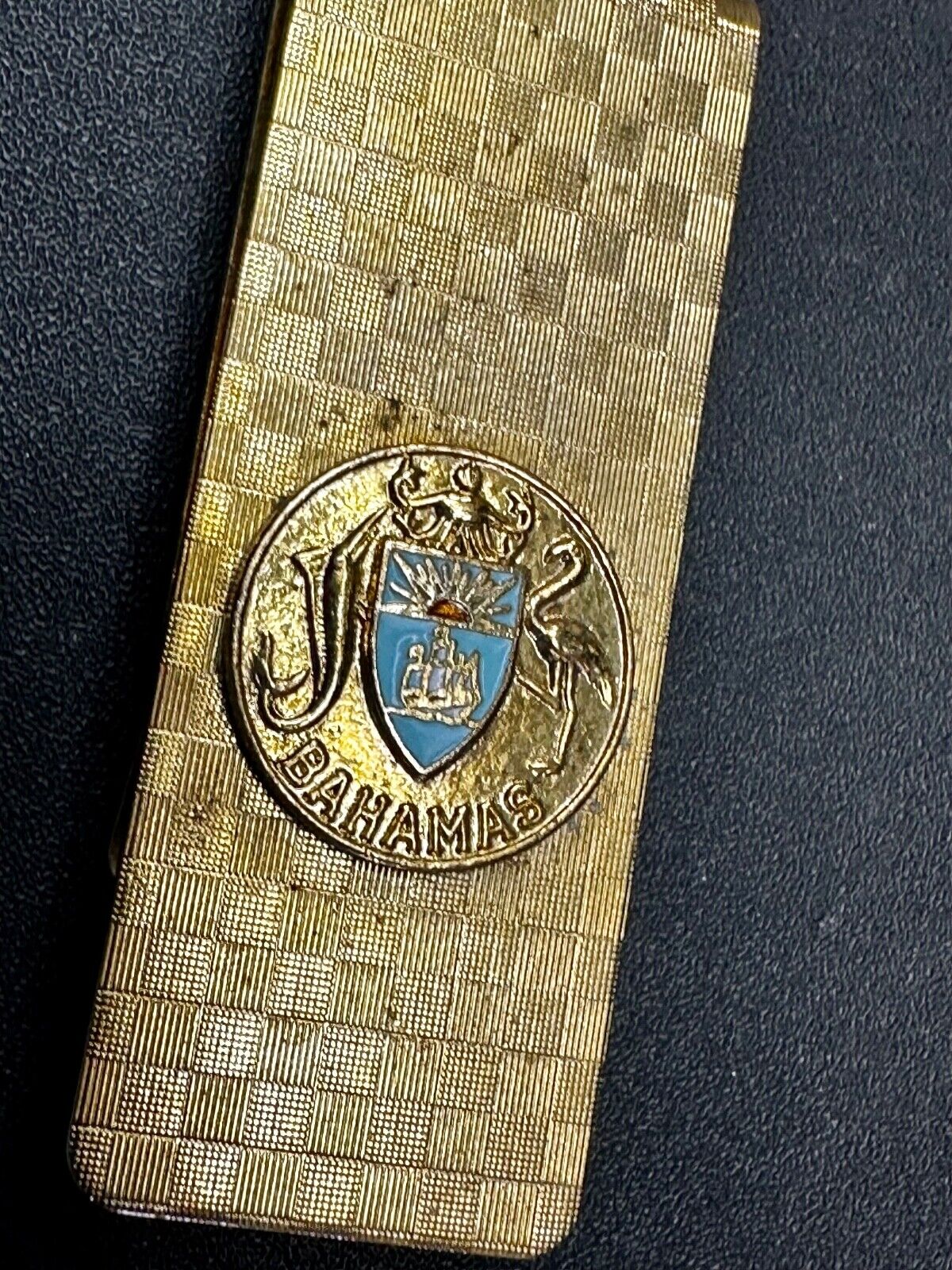 Bahamas Shield Crest Seal Logo Vintage Gold Tone Money Clip