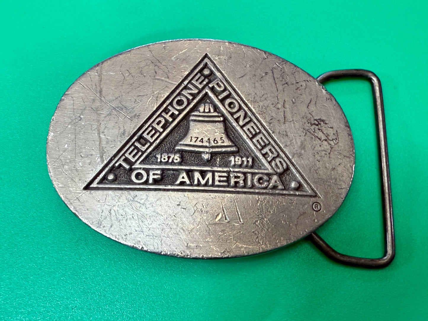 Telephone Pioneers of America Silver Color Commemorative Belt Buckle