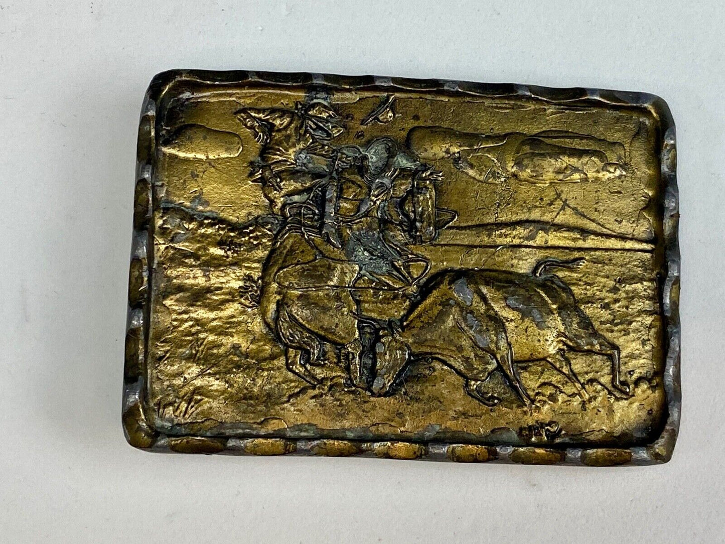 Vintage 1975 ADEZY 3-D Cowboy Western Rodeo Ranch Brass Belt Buckle