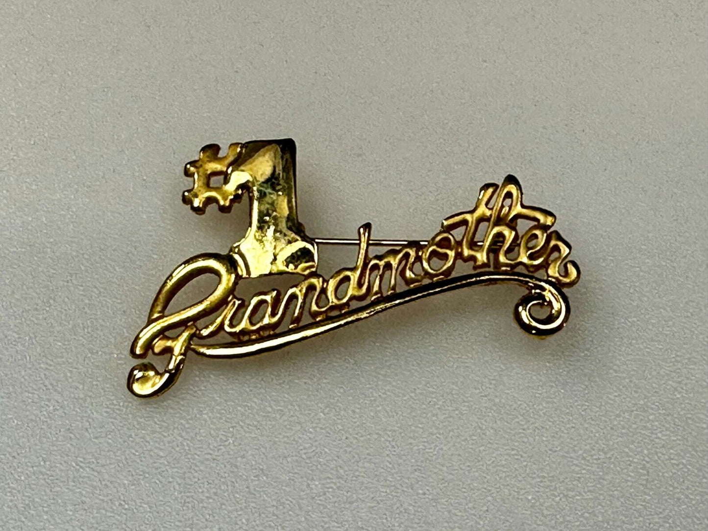 #1 Number One Grandmother Love Gift Gold Tone Vintage Brooch Pin