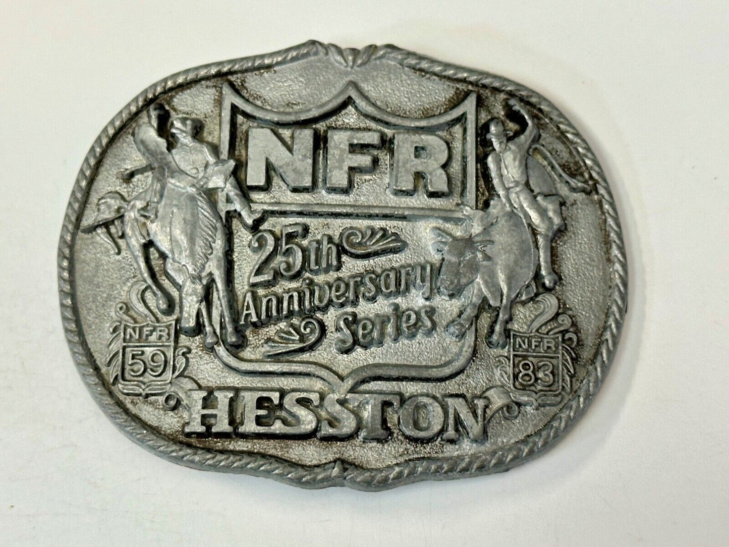 1983 Hesston National Finals Rodeo 25th Anniversary Adult Collectors Belt Buckle