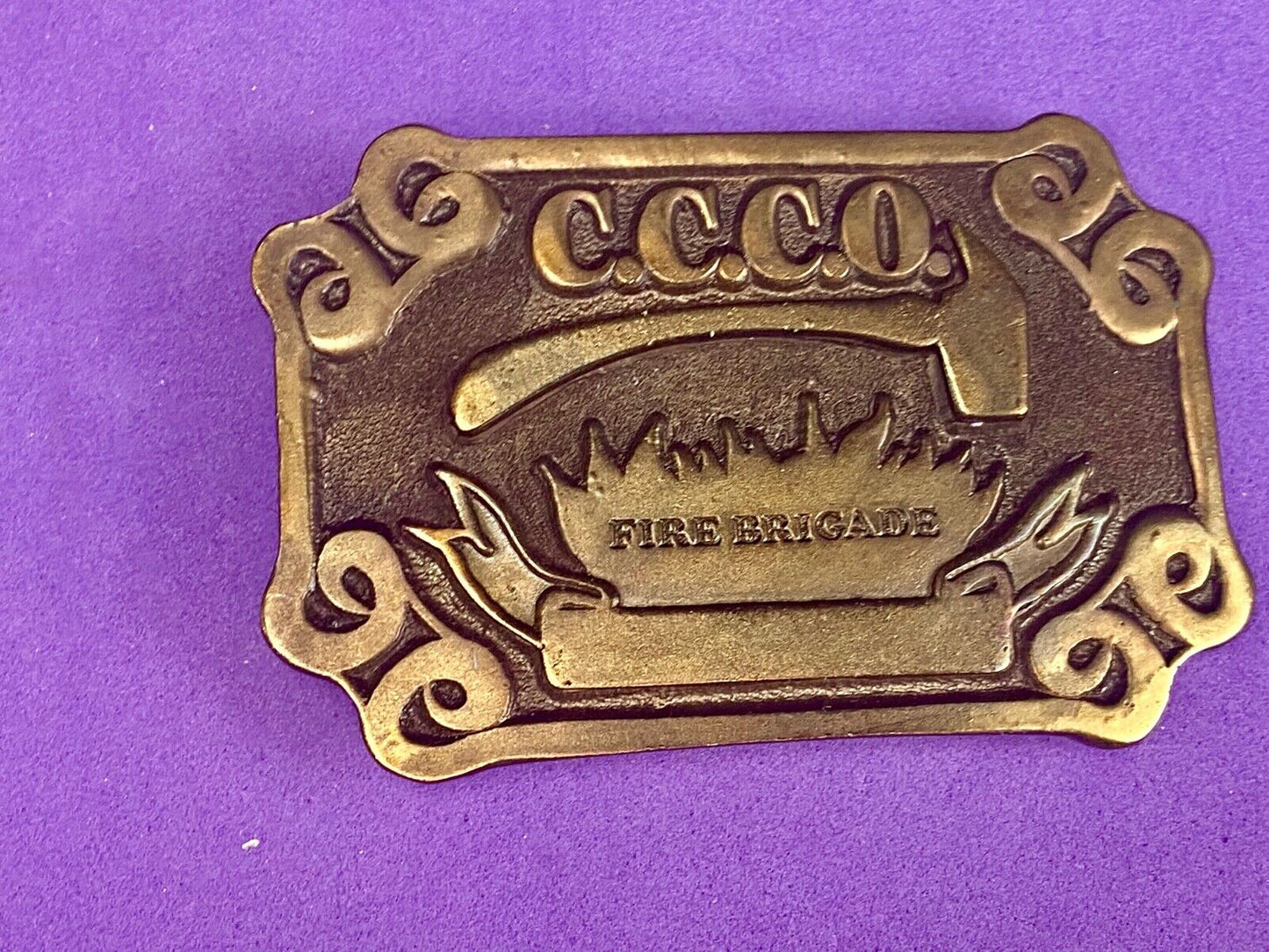 Vintage 1977 C.C.C.O. Fire Fighters Brigade belt buckle by Adezy Denver