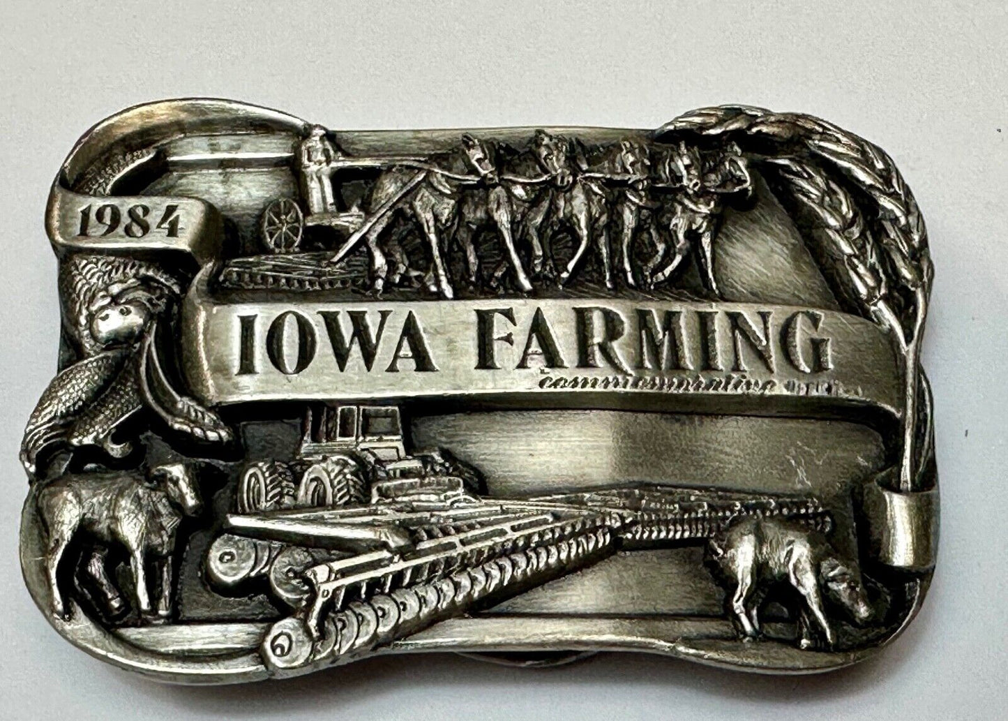 1984 Iowa State Farm Commemorative belt buckle or table display by Siskiyou