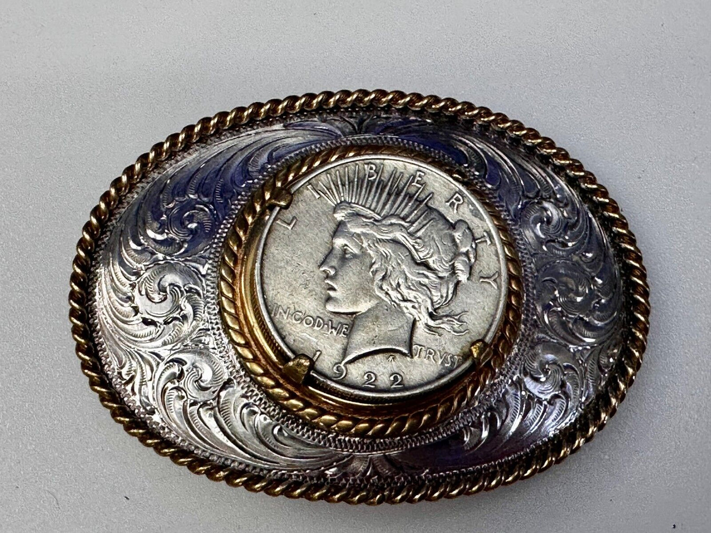 USA Peace Dollar 1922 Liberty Coin Collectors Montana Silversmiths Belt Buckle
