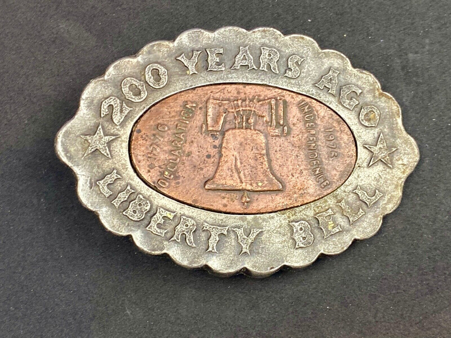 VINTAGE 200 Years Ago Liberty Bell Belt Buckle Bergamot Y-37