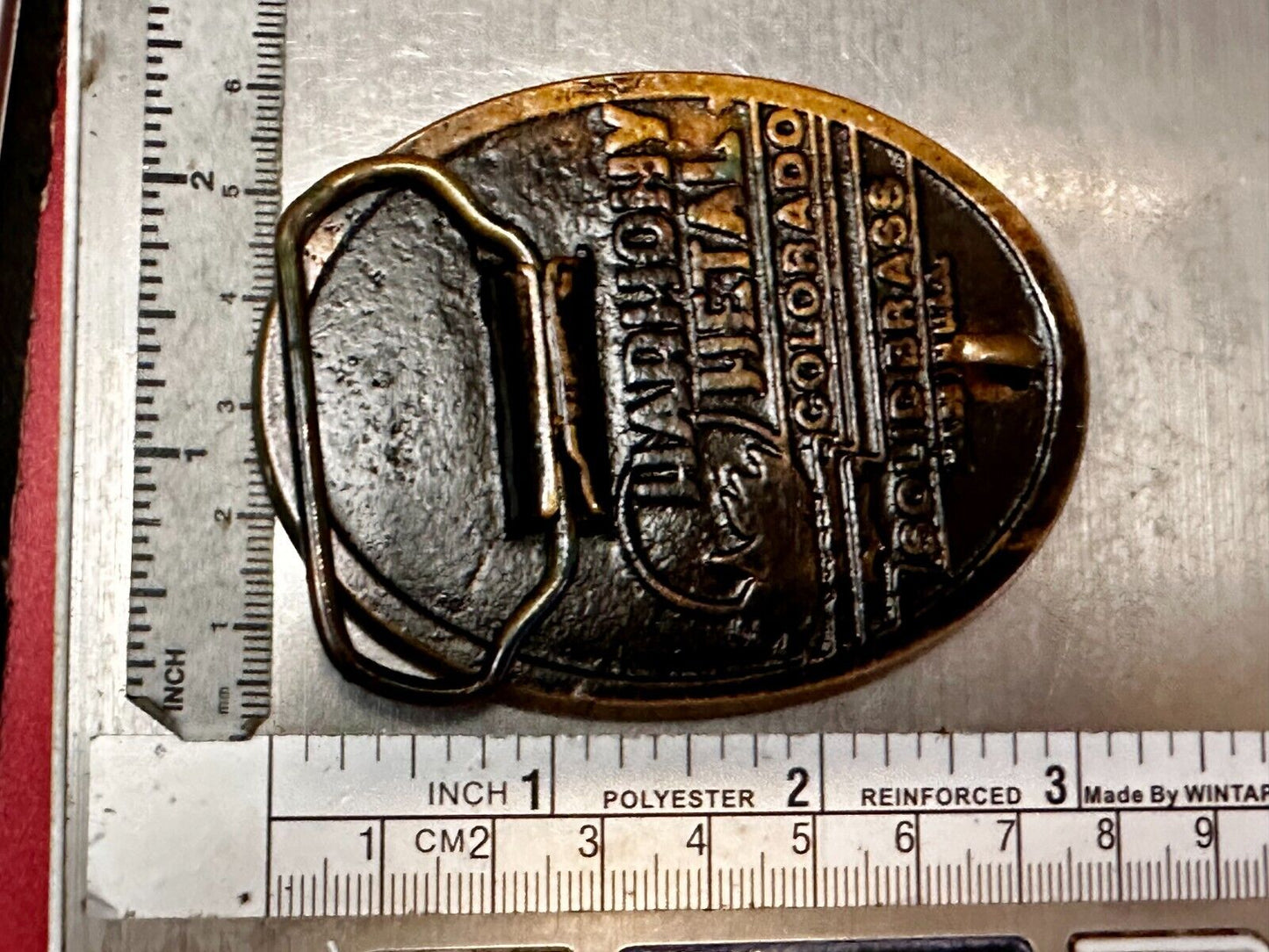 Texas Cutout State Shaped Center On Wooden Vintage Belt Buckle By Harmony Medals