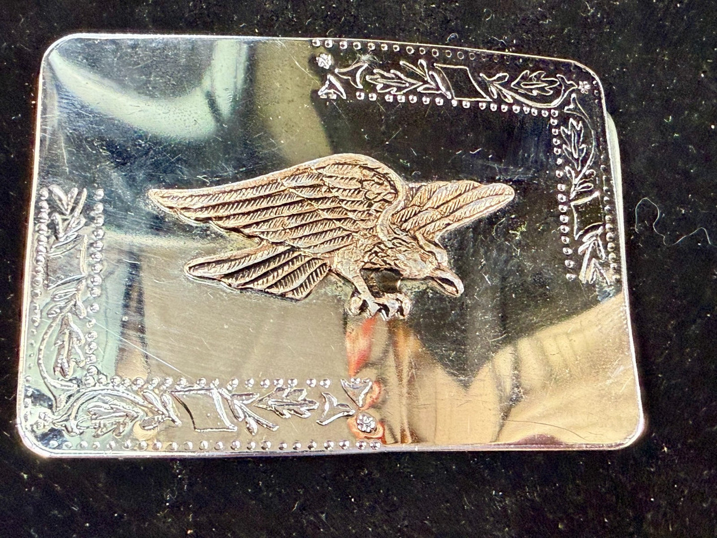 American Eagle Flying Diving Hunting on Reflective Two Tone Western Belt Buckle