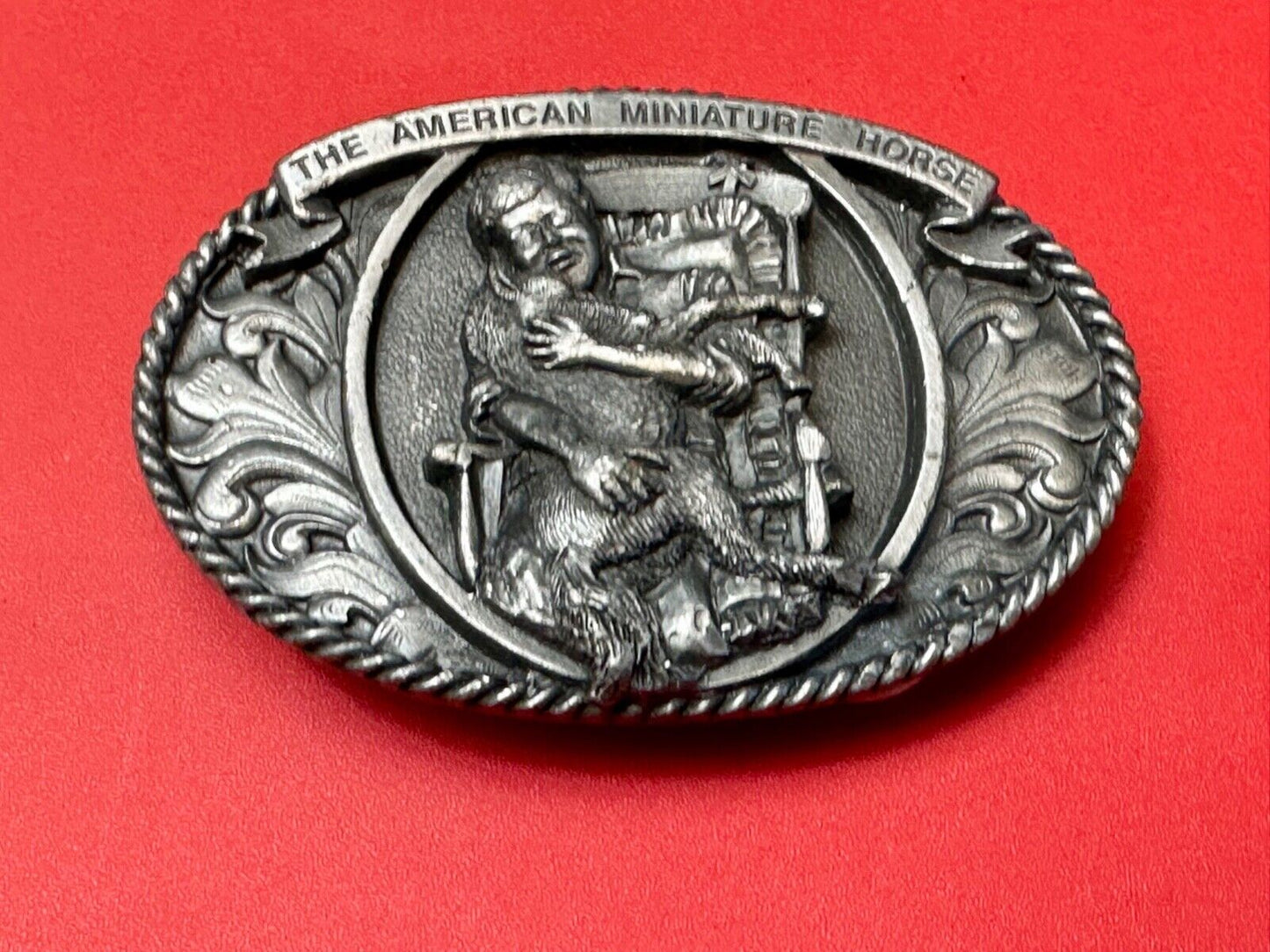 The American mini miniature horse commemorative belt buckle Love You can Hold!