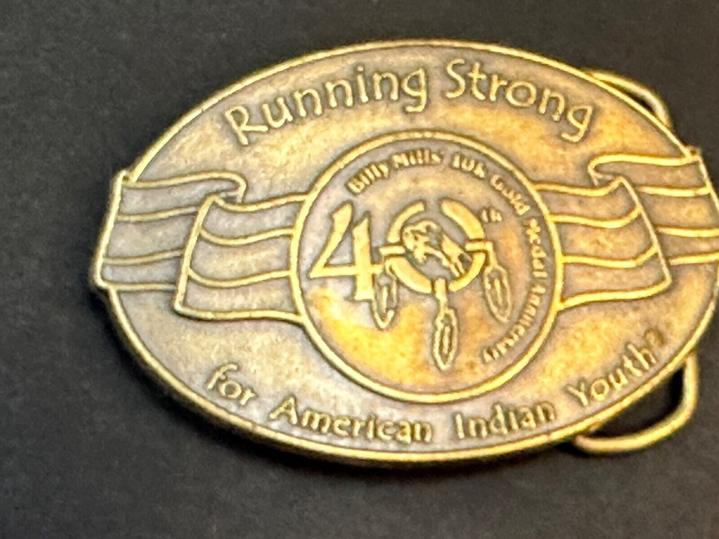 40 years! Native American Indian Youth Running Strong belt buckle