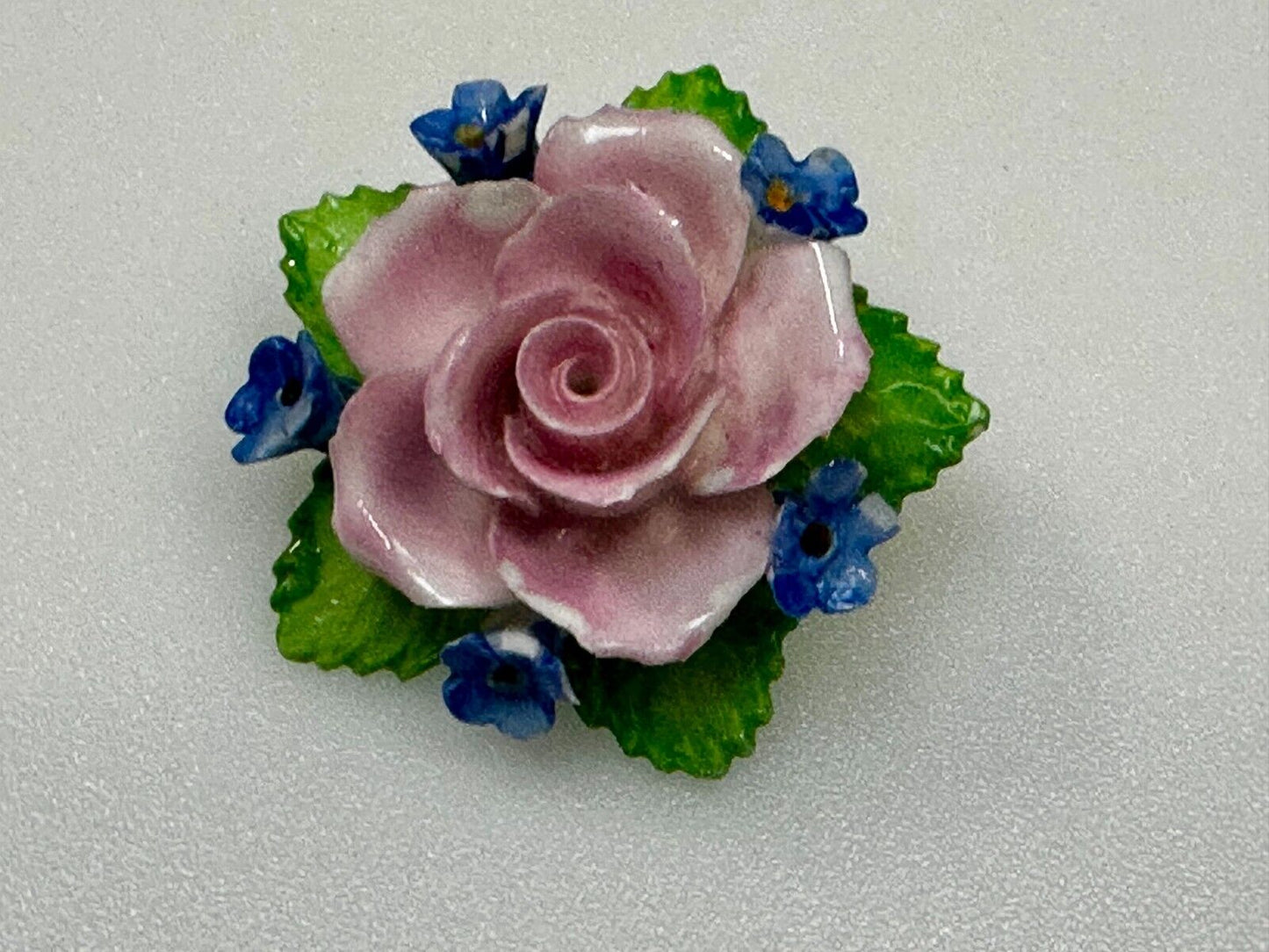 Beautiful Rose Flower Bouquet Brooch Pin Denton China Made in England