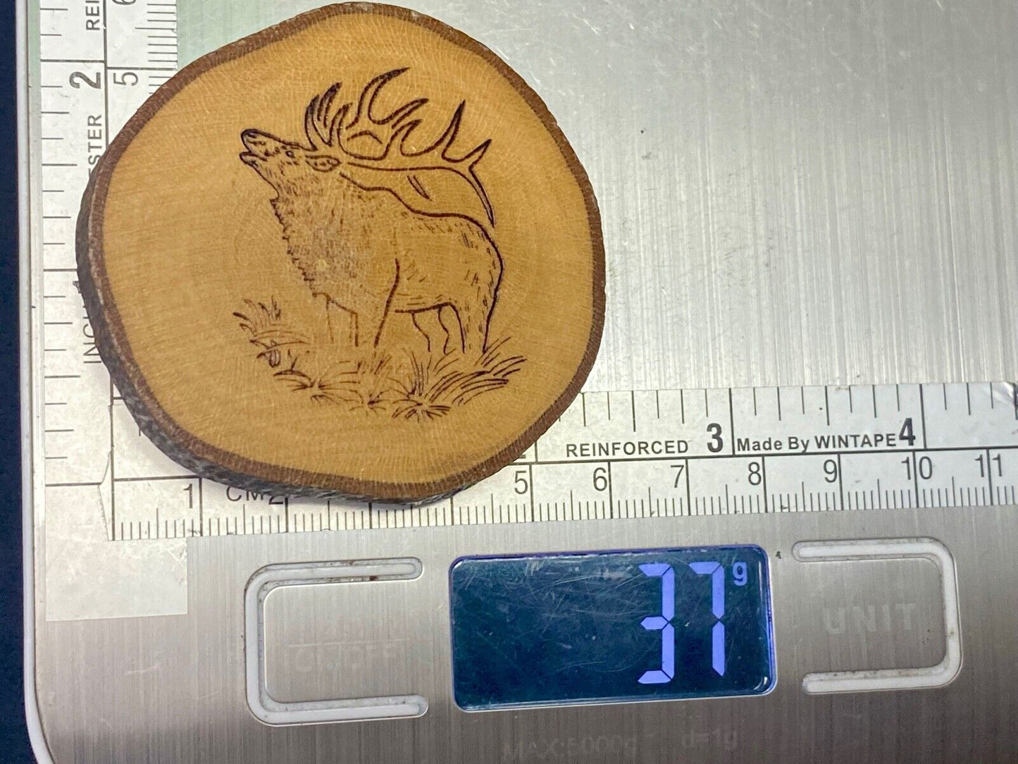 The Great Elk - Carving In Natural Wood Artisan Belt Buckle