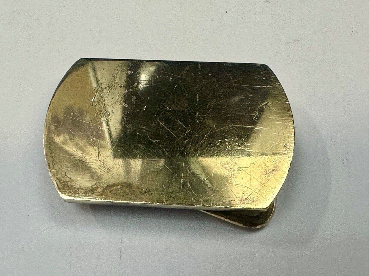 Artisan 2.5" wide rounded corner brass tone dress belt buckle