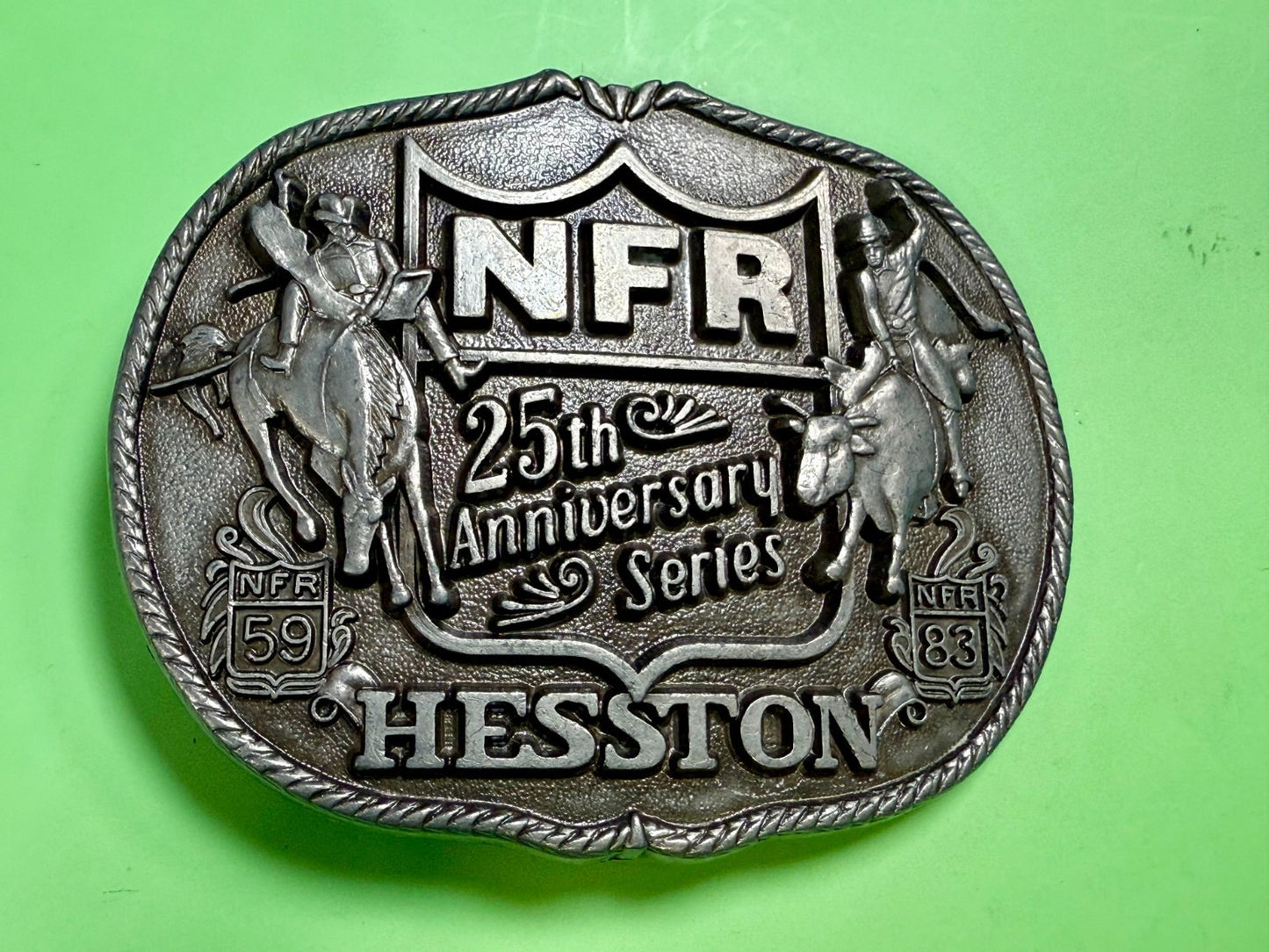 1983 Hesston Nfr National Finals Rodeo Cowboys 25Th Anniversary Belt Buckle