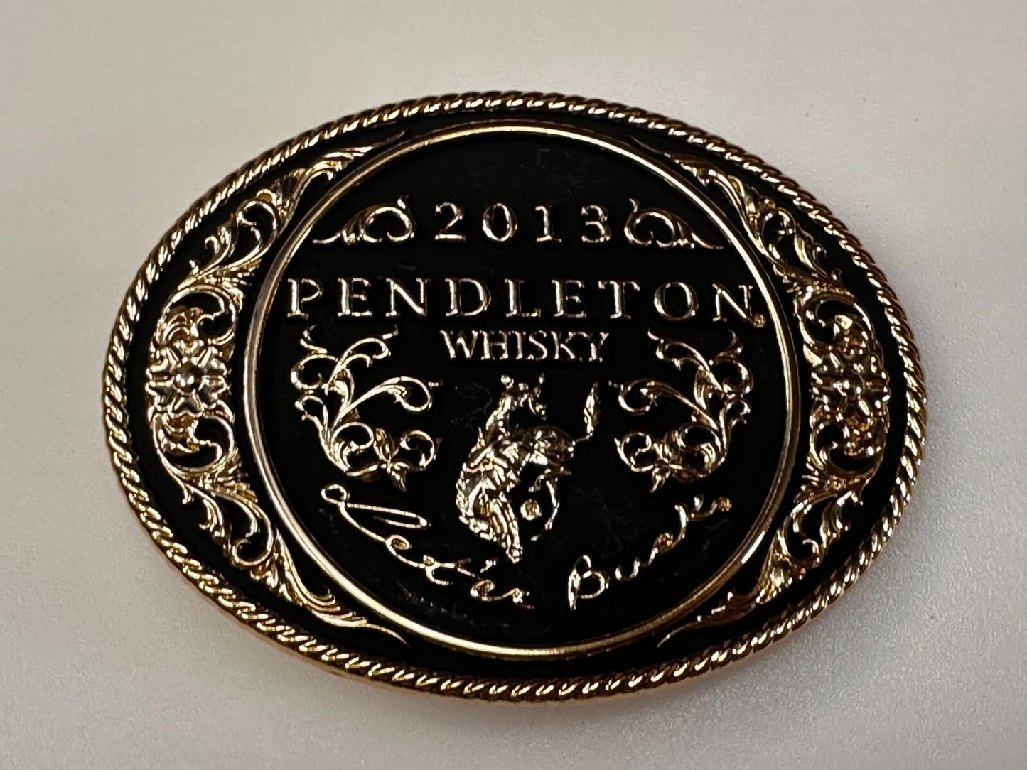 2013 Pendleton Whiskey Let'er Buck Rodeo Cowboy Montana Silversmiths Belt Buckle