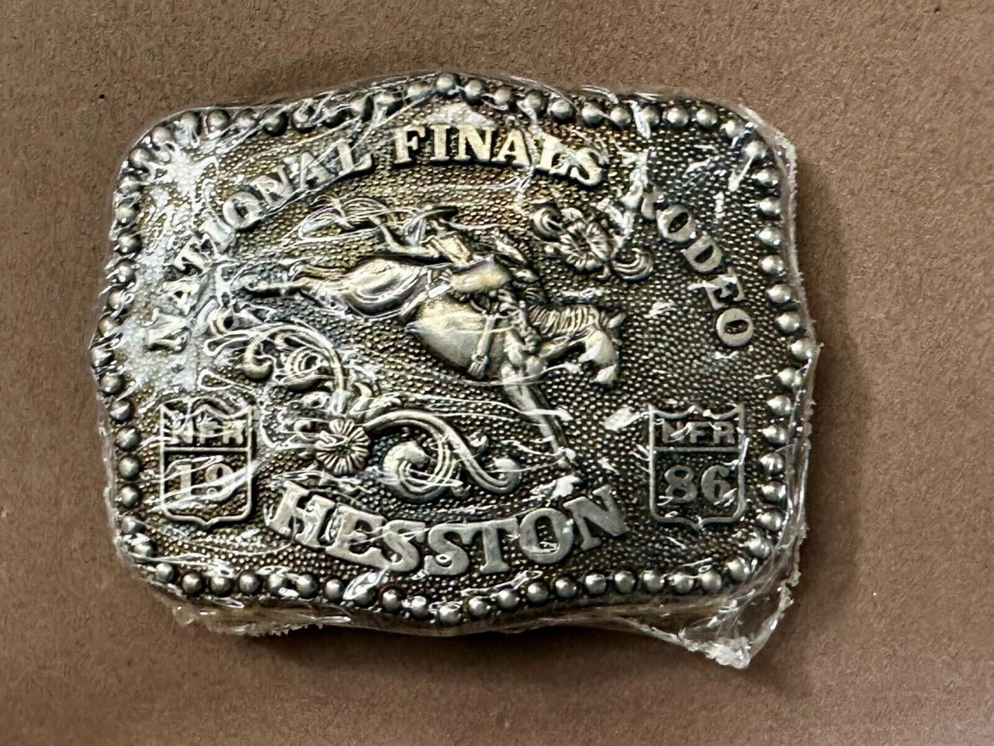1986 Hesston National Finals Rodeo NFR Cowboys Youth Size NOS Belt Buckle