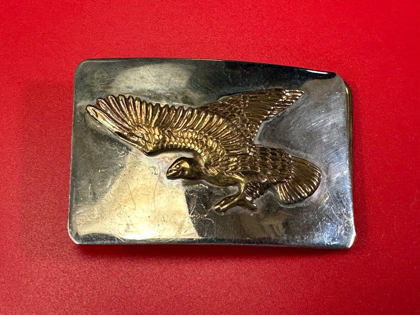 The EAGLE - Patriotic Western Vintage two tone rectangular belt buckle