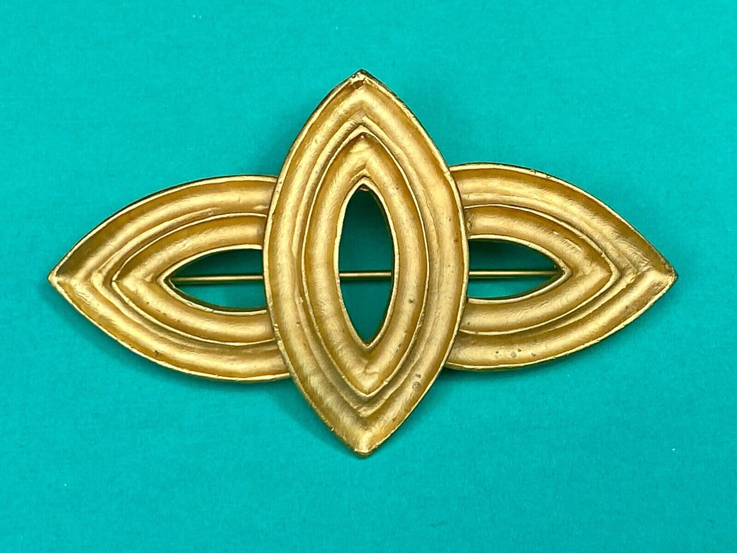 Unique Abstract Gold Tone Brooch Pin - See Hallmark / Makers Mark!