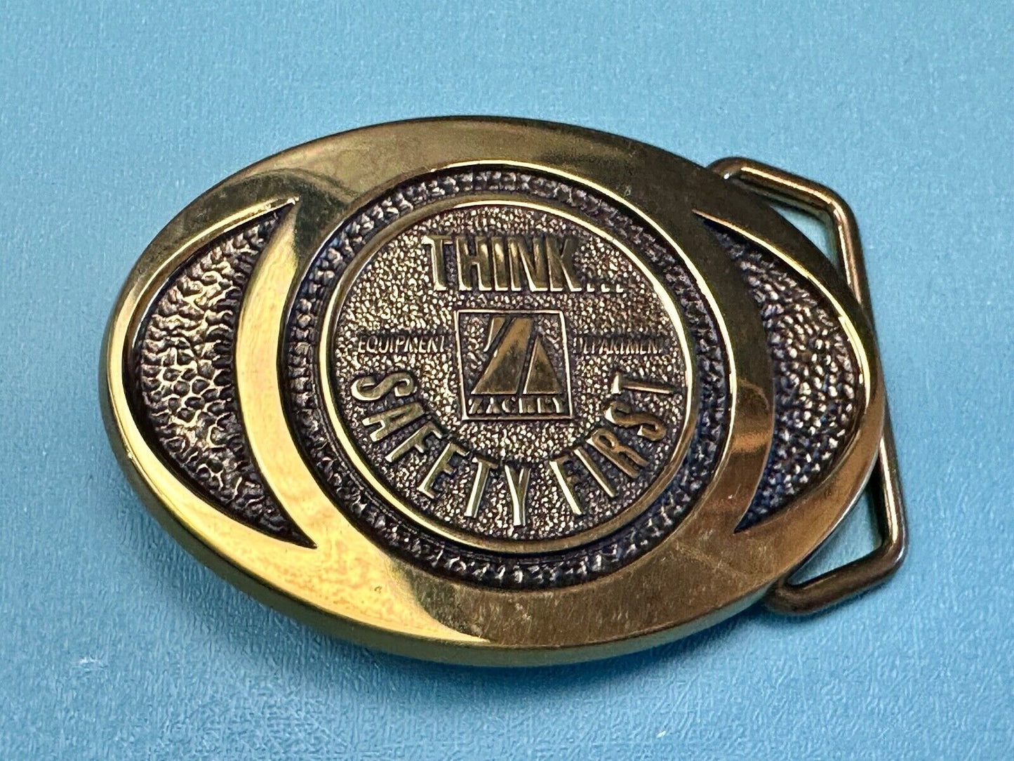 THINK Safety First ZACHRY Equipment Department Vintage 1991 BTS belt buckle