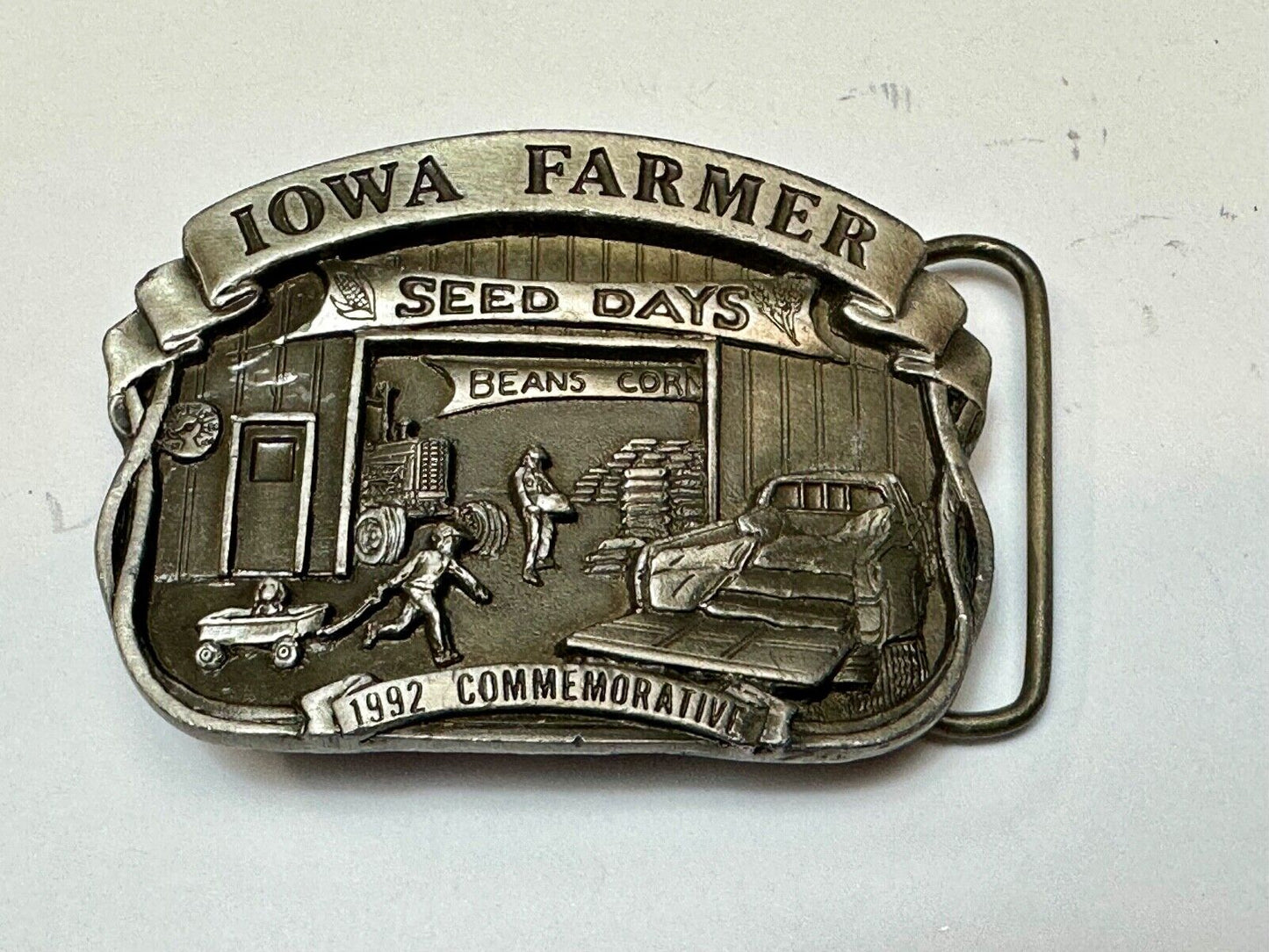1992 Iowa Farmer seed days - State Farm Commemorative belt buckle