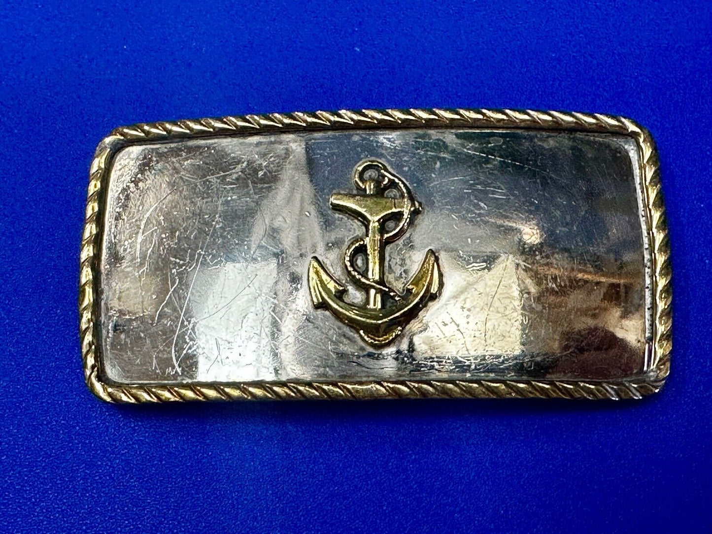 Vintage boat Anchor - Reflective two tone belt slide clip buckle