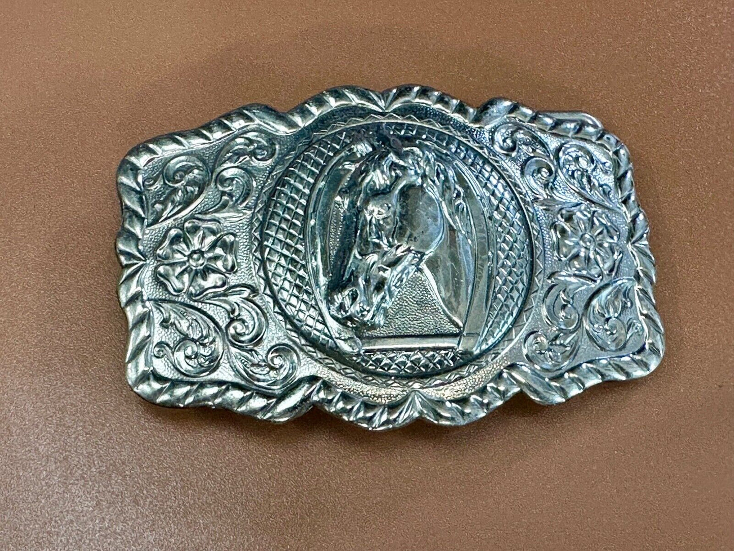 BELL Trading Post NICKEL SILVER Horse head bust profile belt buckle