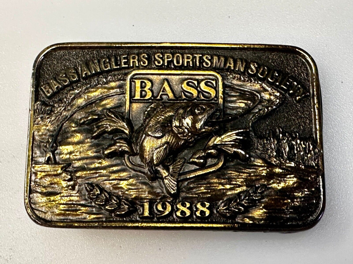 1988 Bass Anglers Sportsman Society Club Great American Belt Buckle