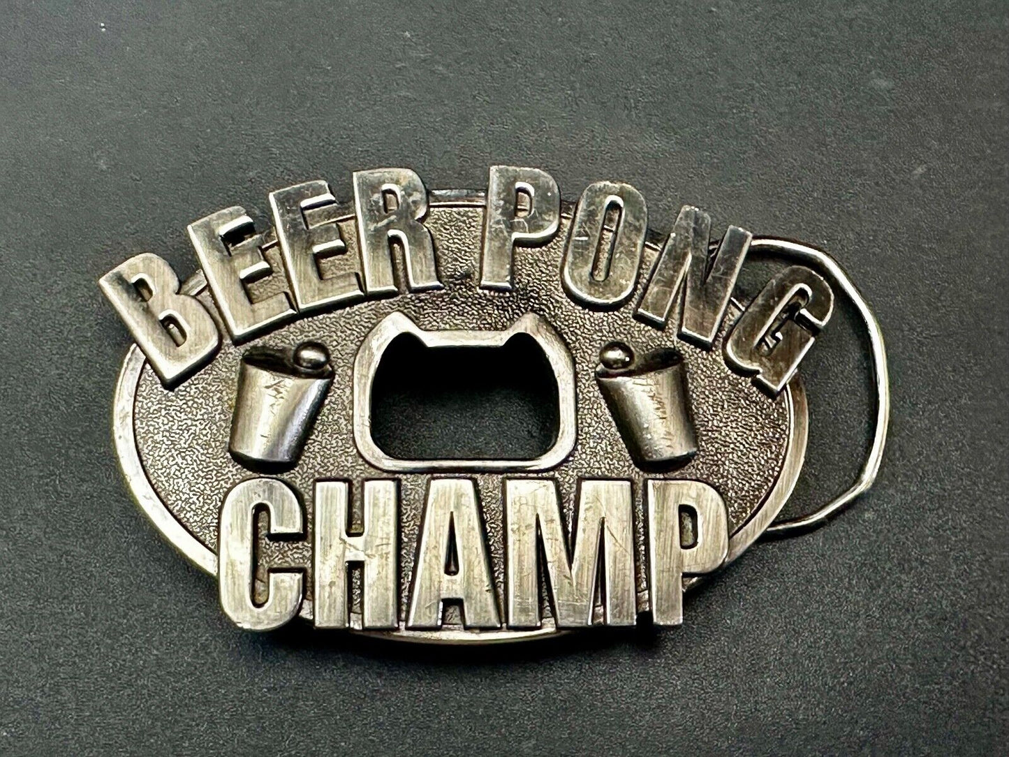 Beer Pong Champ! Vintage Bottle Opener & Belt Buckle by Kalan