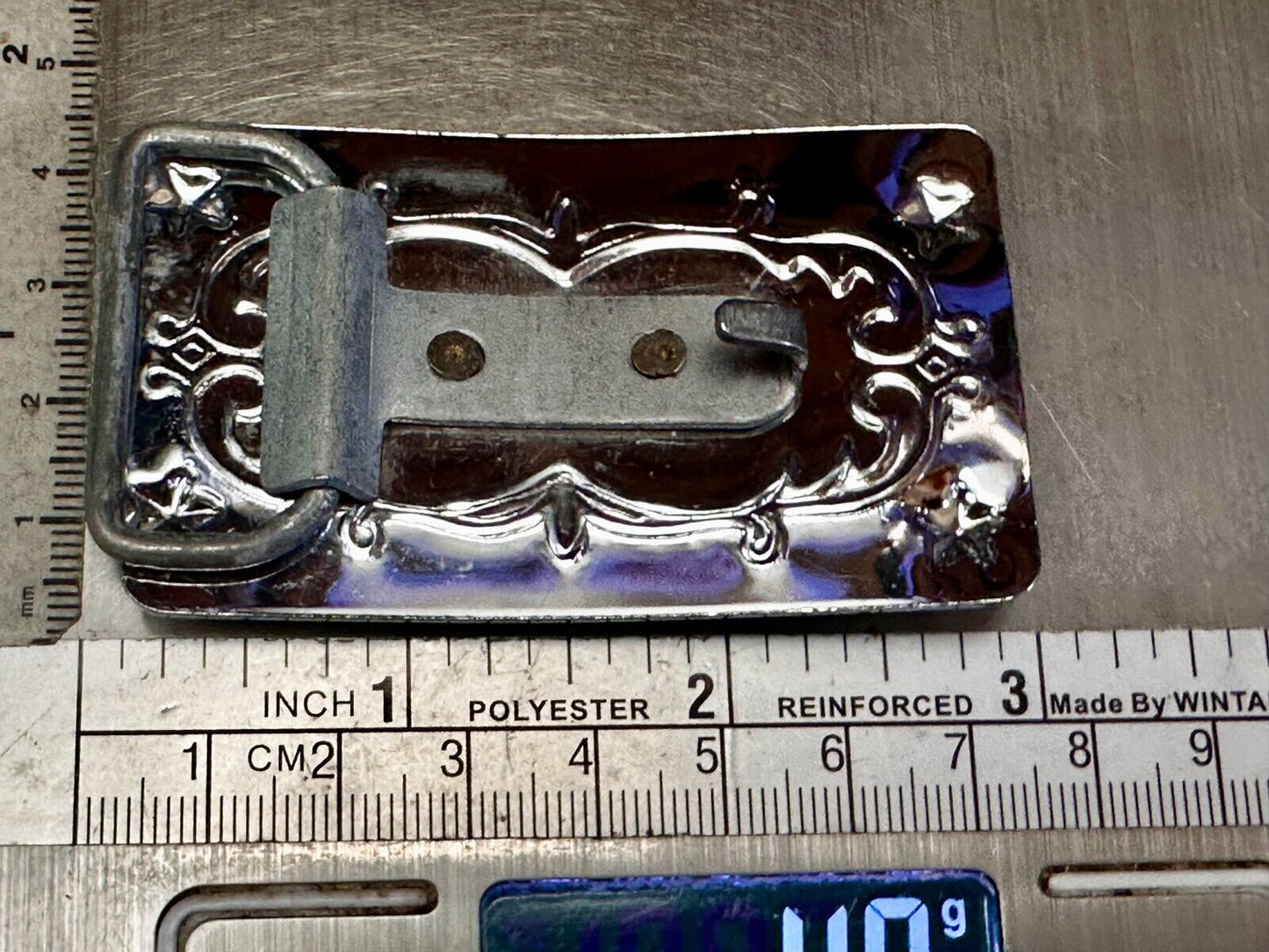 Texas Longhorn Steer Bull Rodeo Two Tone Ornate Western Small Vtg. Belt Buckle