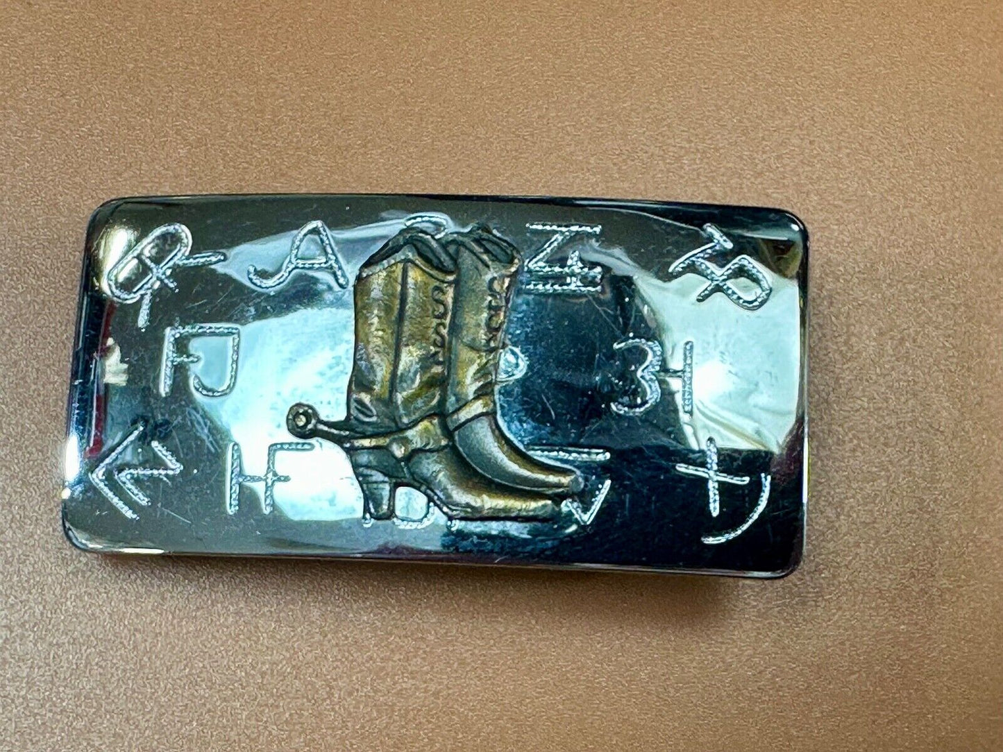 Vintage Chambers Brand Western Cowboy boots & Branding Symbols belt buckle
