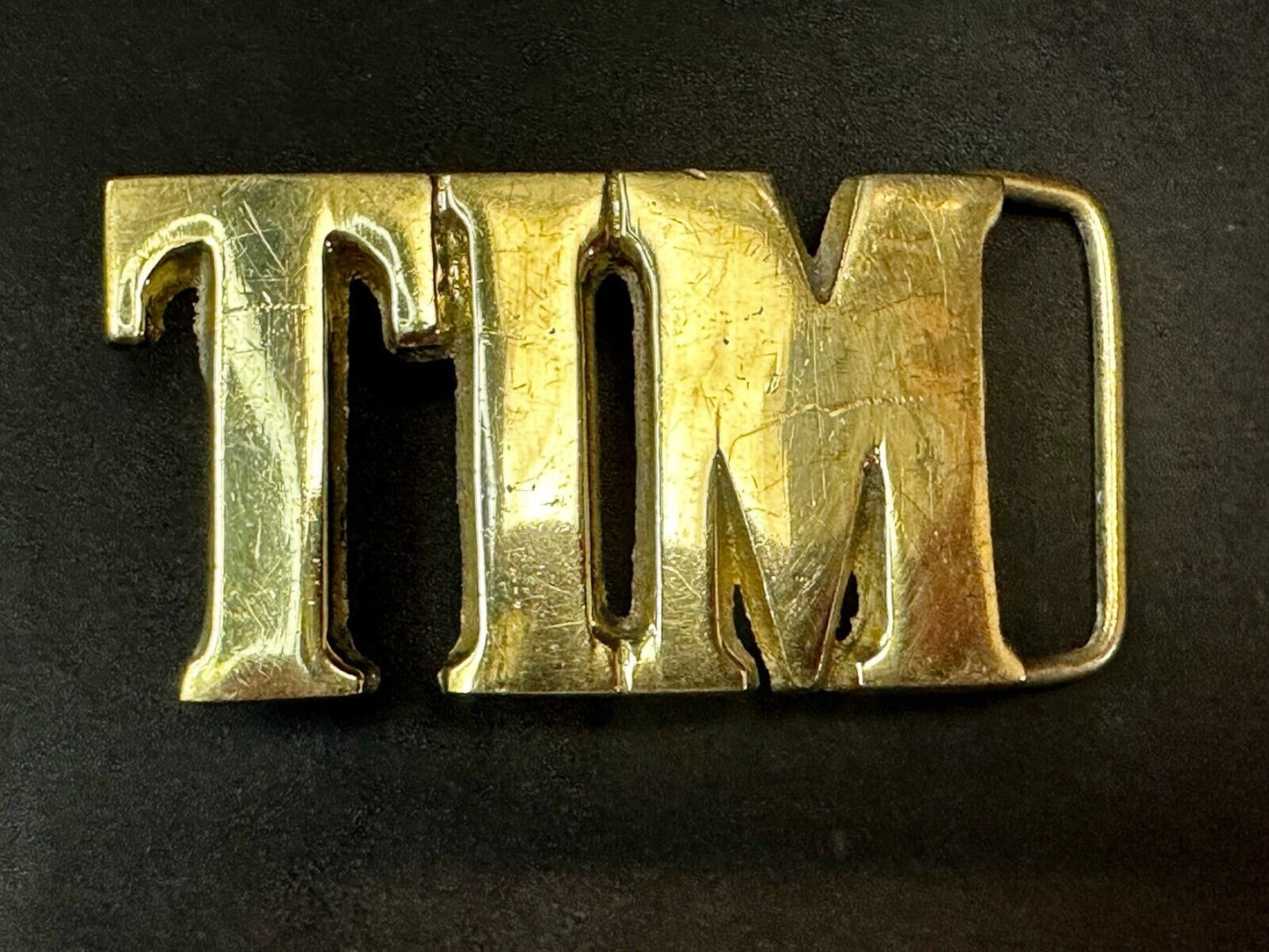 TIM Custom Name in cutout block letters solid brass belt buckle - Taiwan ROC
