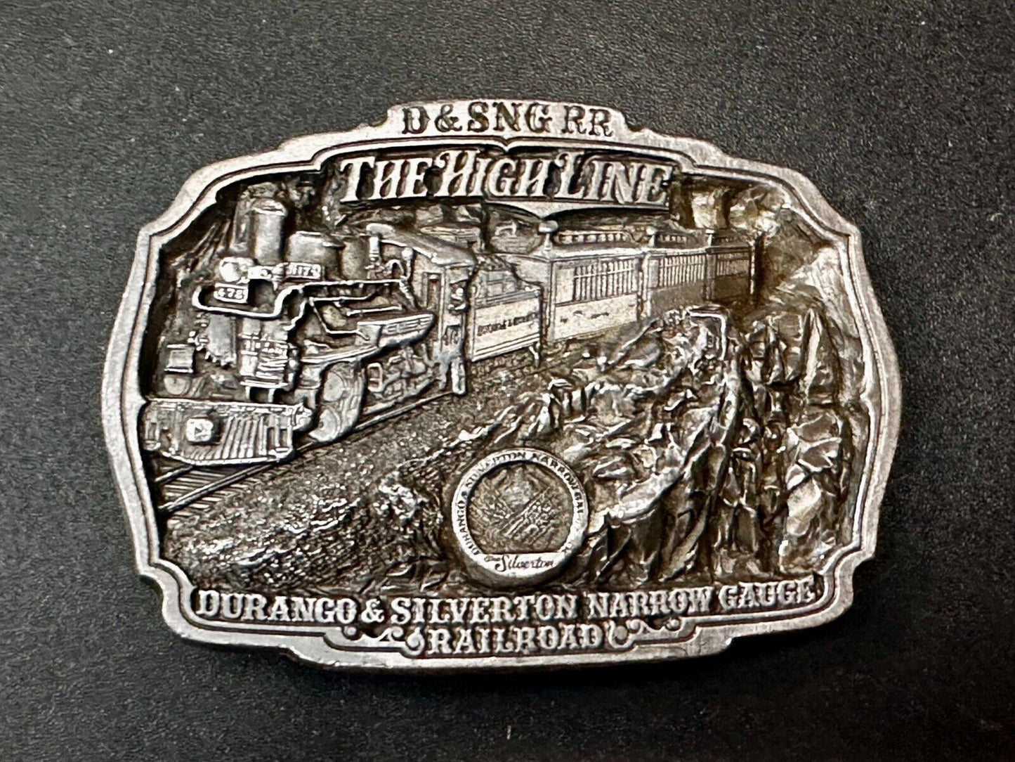 Train Rail Road Durango & Silverton Narrow Gauge C+J Vintage 1980s Belt Buckle