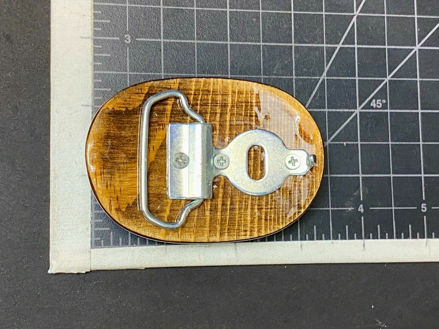 Beautiful Artisan Three Goats Painting Art Work On Wooden Belt Buckle