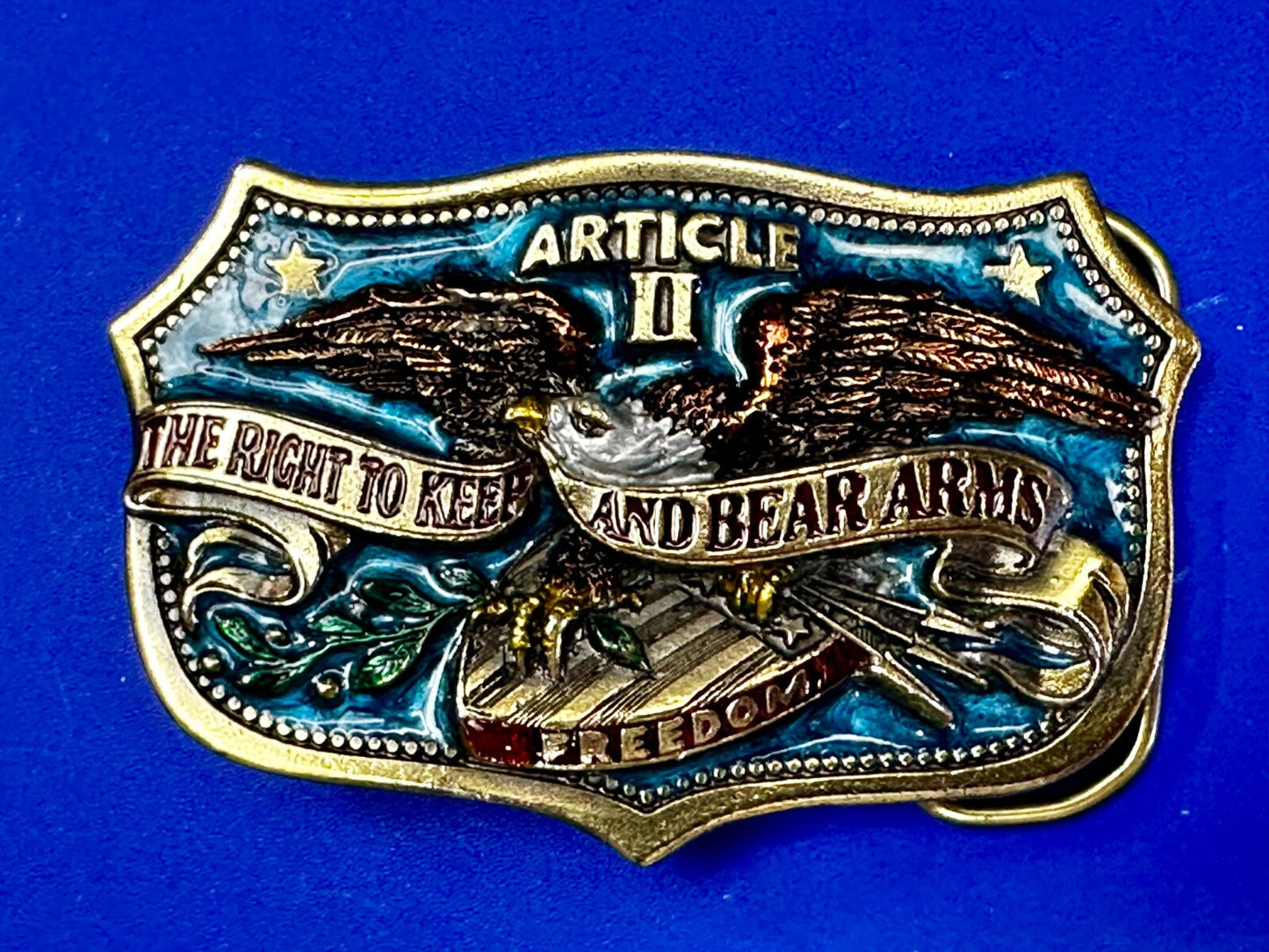 The Right To Keep and Bear Arms Article II VTG 1982 Great American Belt Buckle