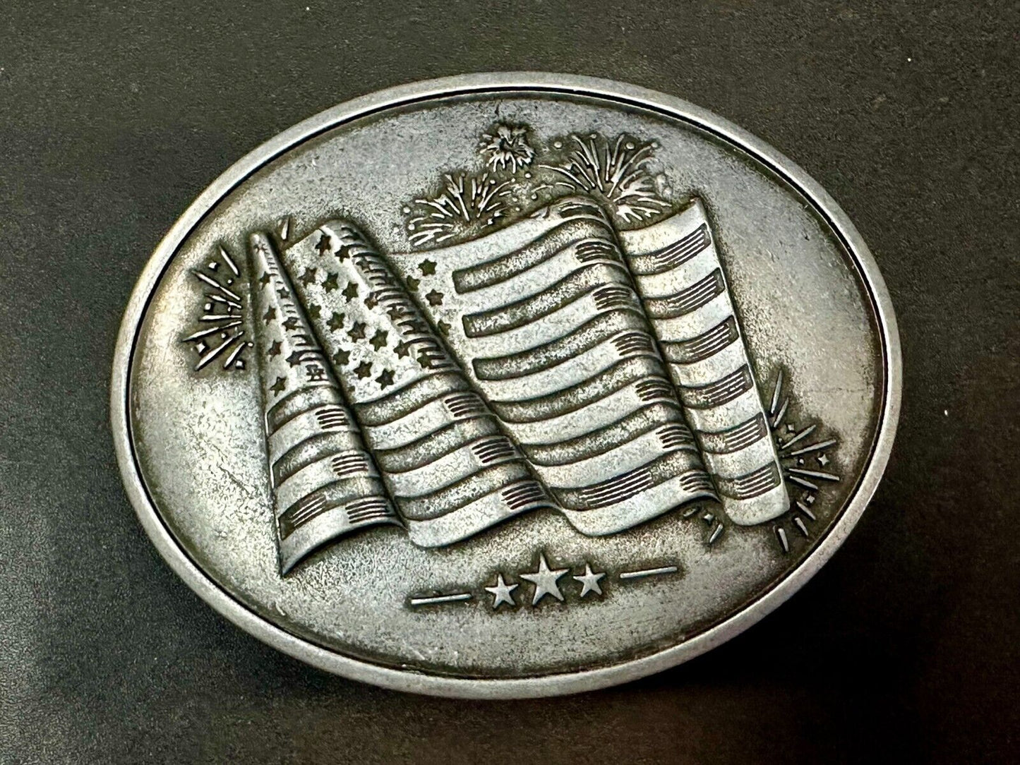 American US Flag Stars Stripes Patriotic Belt Buckle & Can holder by BevBuckle