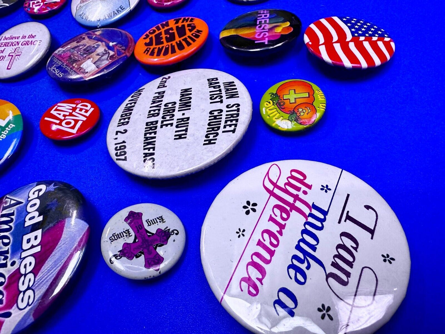 20 Religious Button Pins Pinbacks Mixed Lot Grab Bag Resale Gifts!