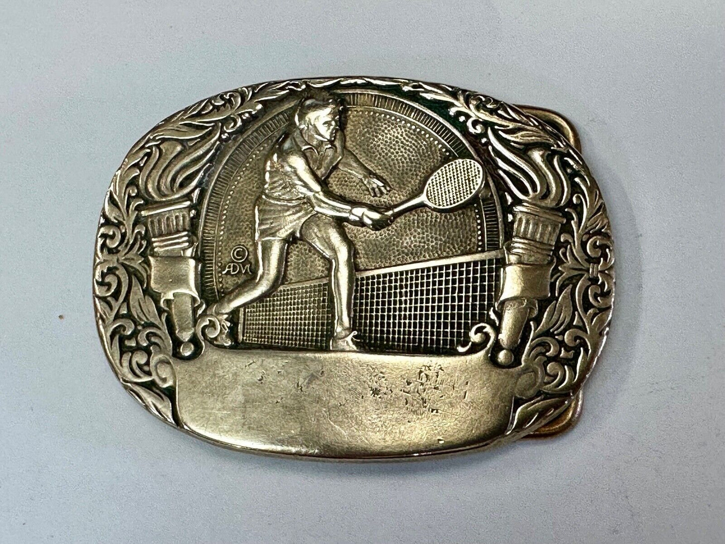 Tennis Player - Set Match Sports solid brass belt buckle by Award Design Medals
