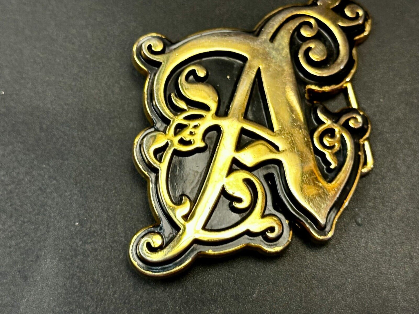 The Scarlet Letter A -Initial - Ornate Font - gold color cutout Belt Buckle