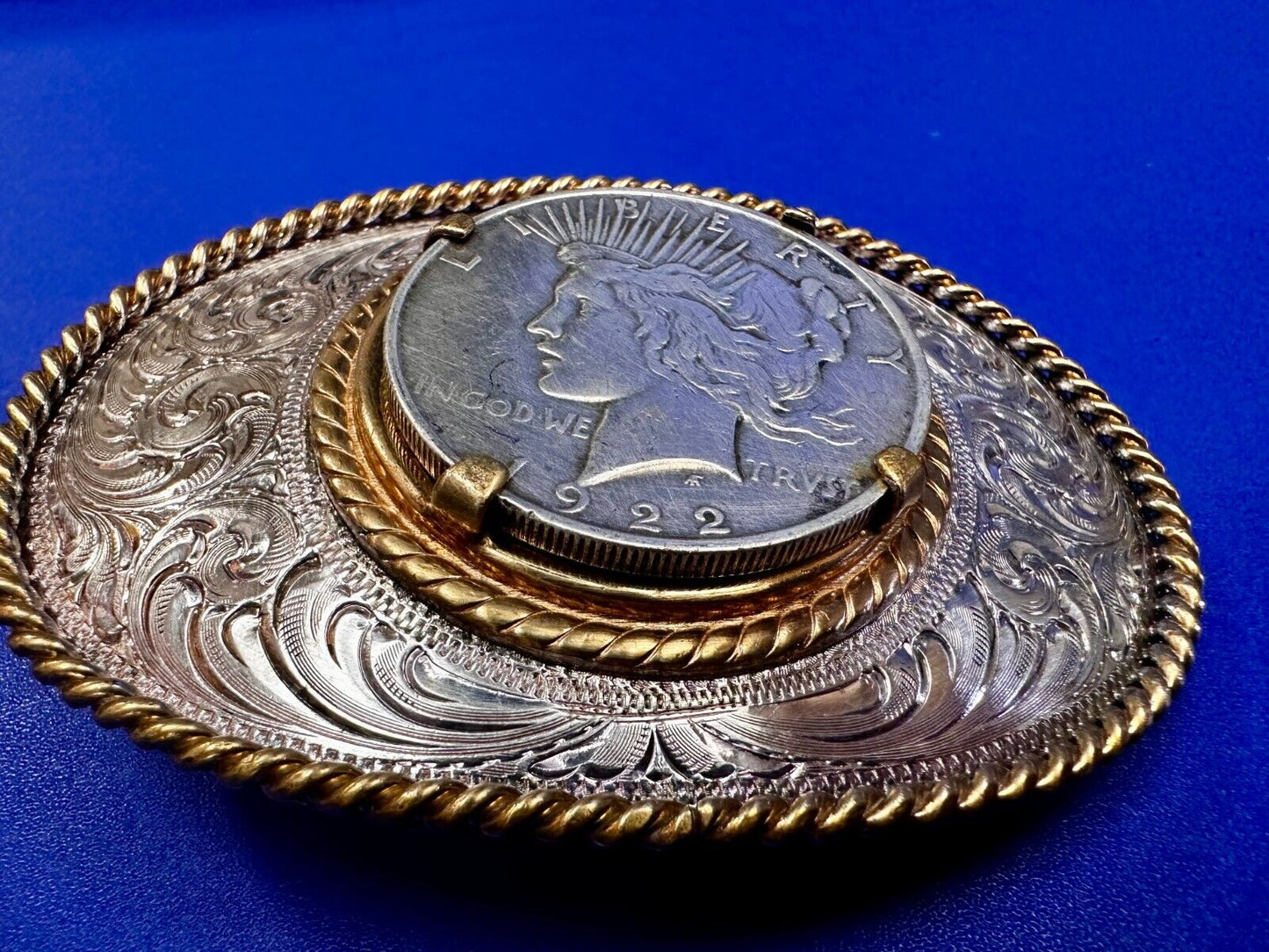USA Peace Dollar 1922 Liberty Coin Collectors Montana Silversmiths Belt Buckle
