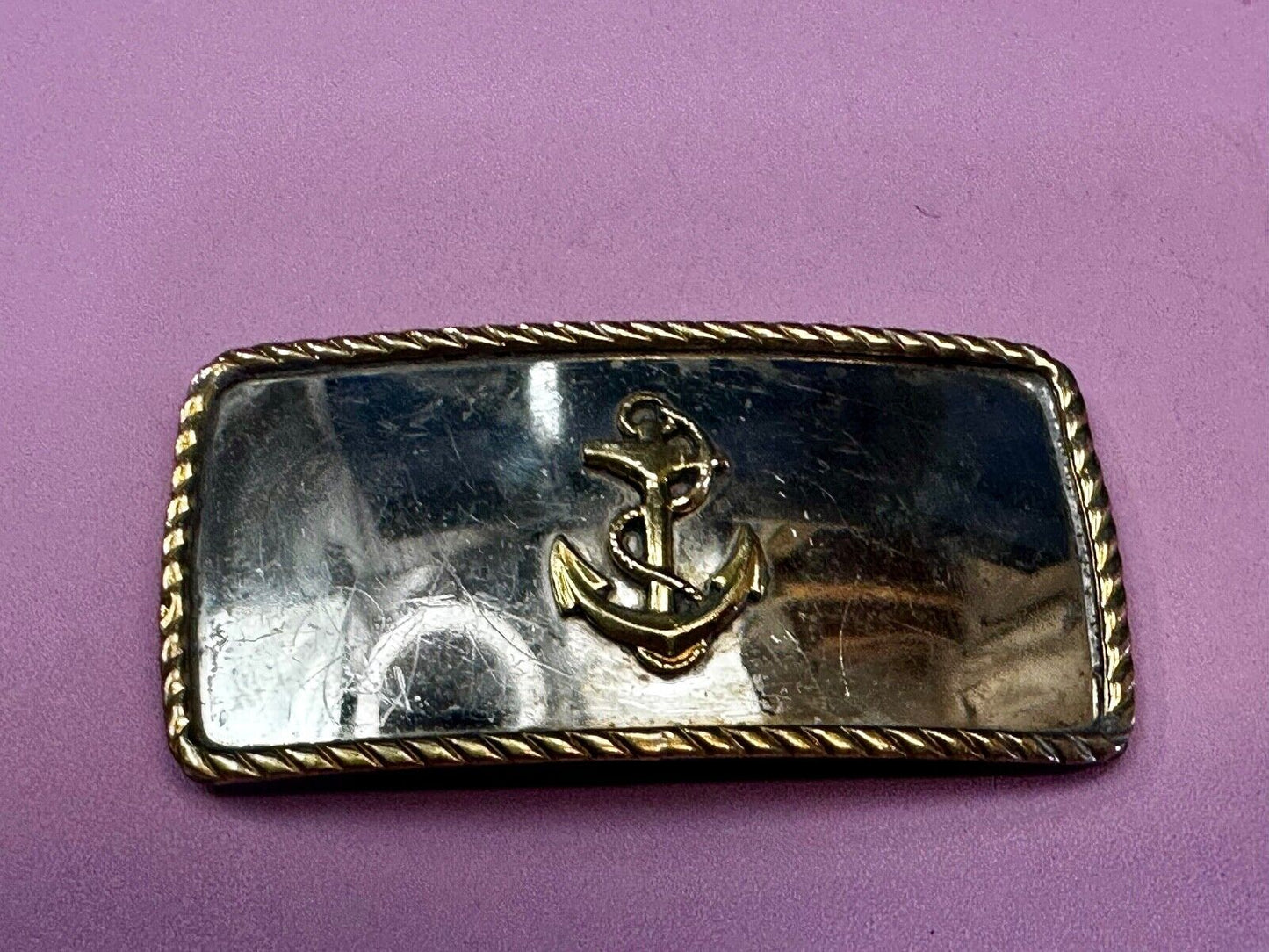 Vintage boat Anchor - Reflective two tone belt slide clip buckle