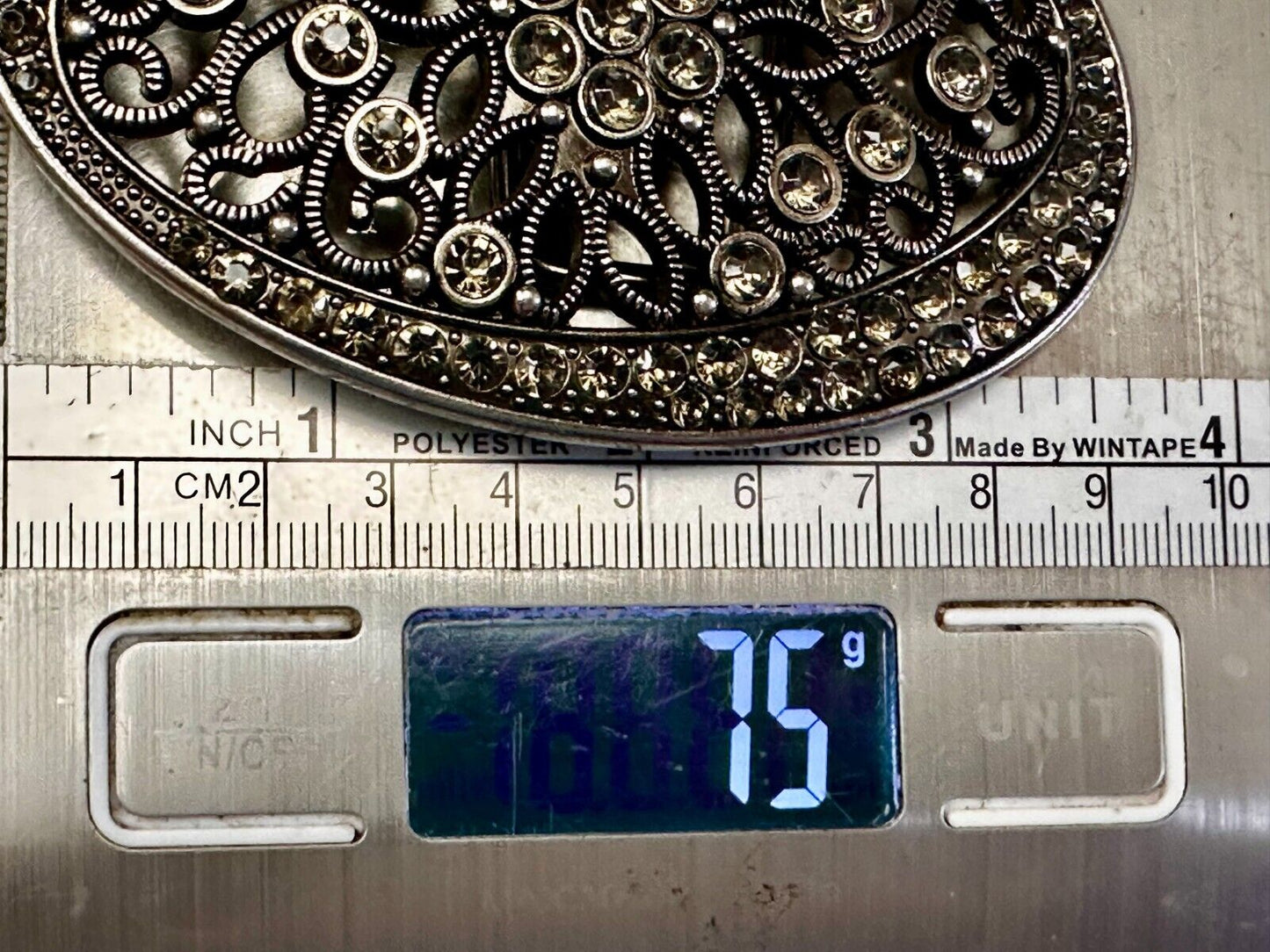 Beautiful Victorian Style Flower See Through Rhinestone Accented Belt Buckle