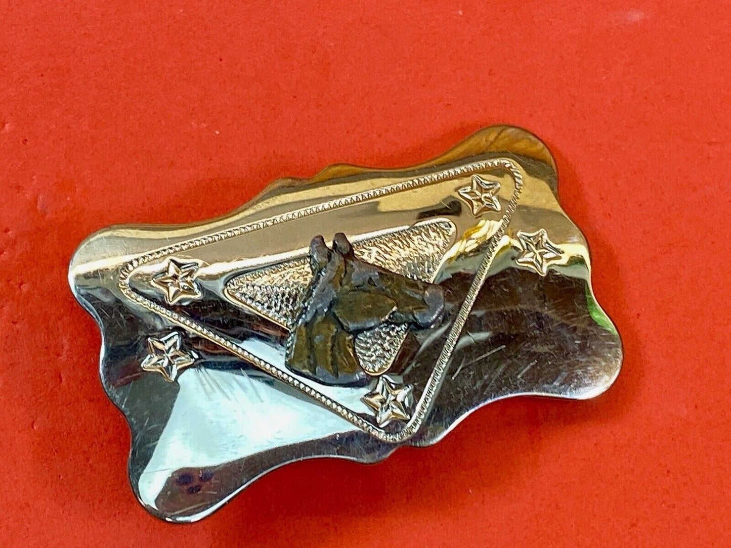 Vintage Chambers Two Toned Horse Head Bust Belt Buckle