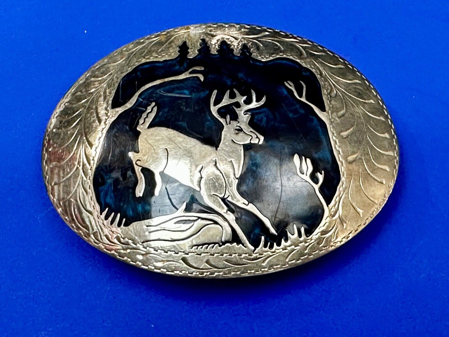 Beautiful Deer inlaid Blue Enamel
