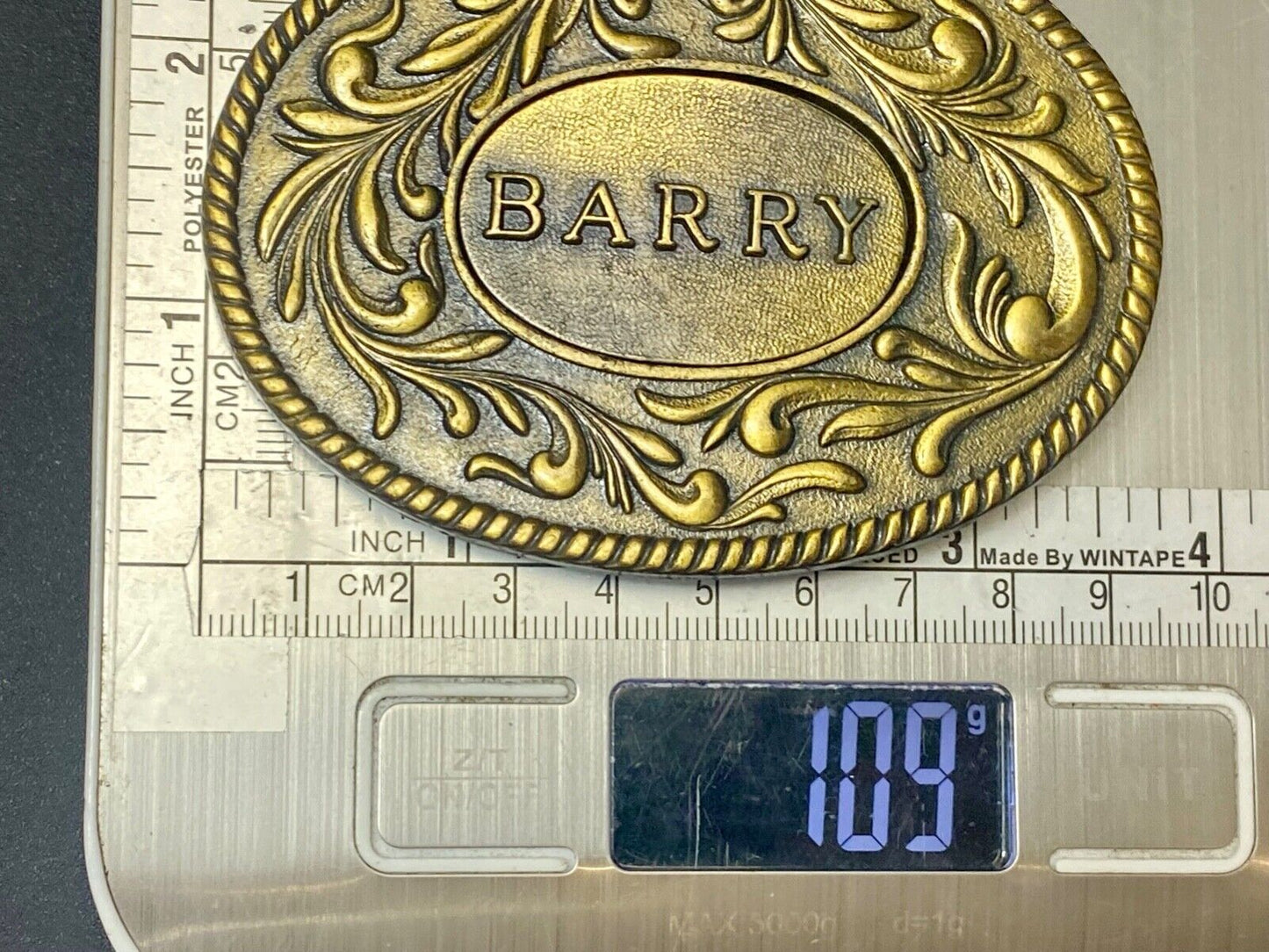 BARRY - western ornate flower swirl belt buckle by Kinney Co