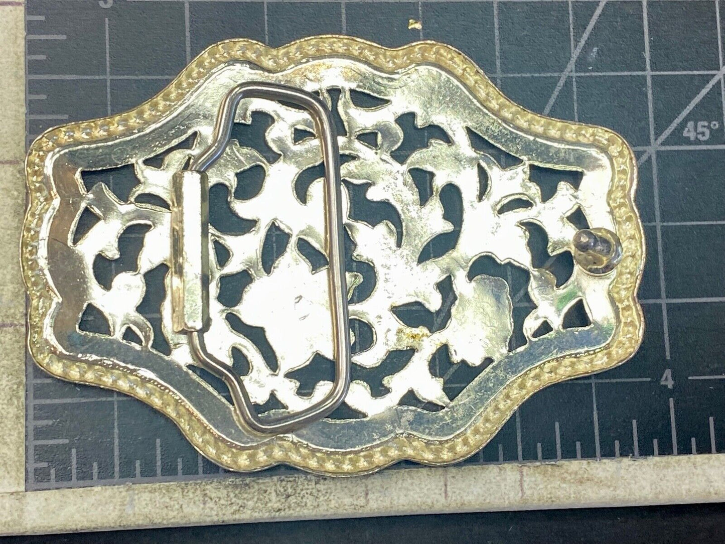 Beautiful See Through Mixed Metal Belt Buckle Floral Design Cowboy Cowgirl