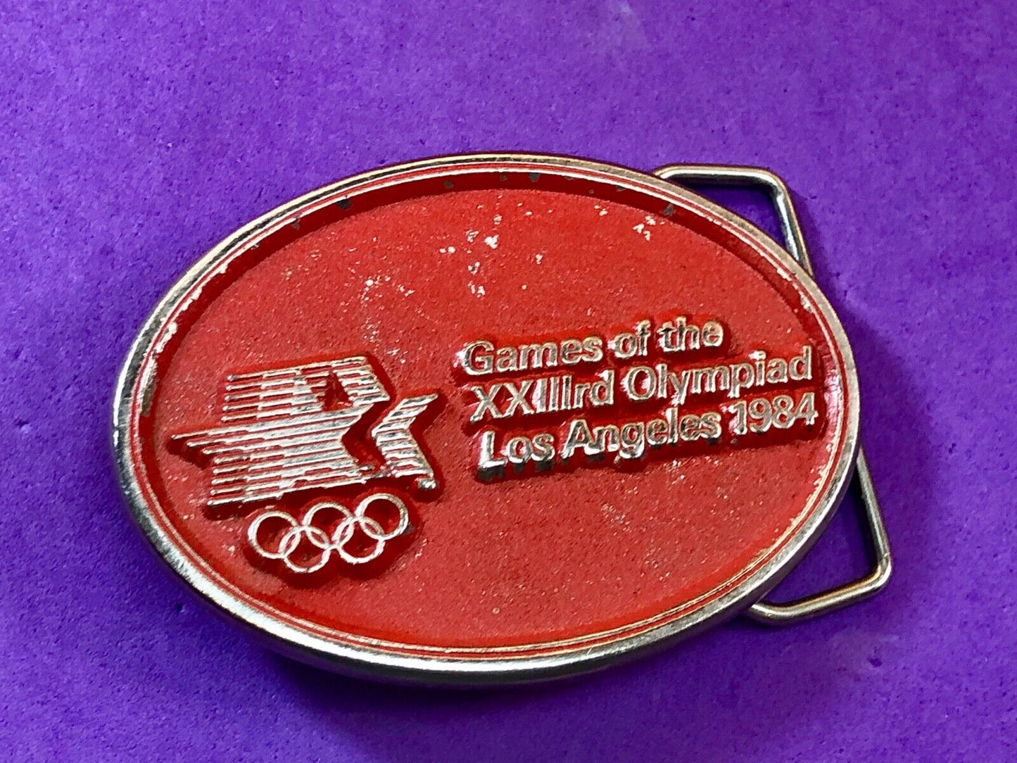 Vintage Buck Belt Buckle Made In USA 1980 LA Olympics Games 1984 Unisex logo